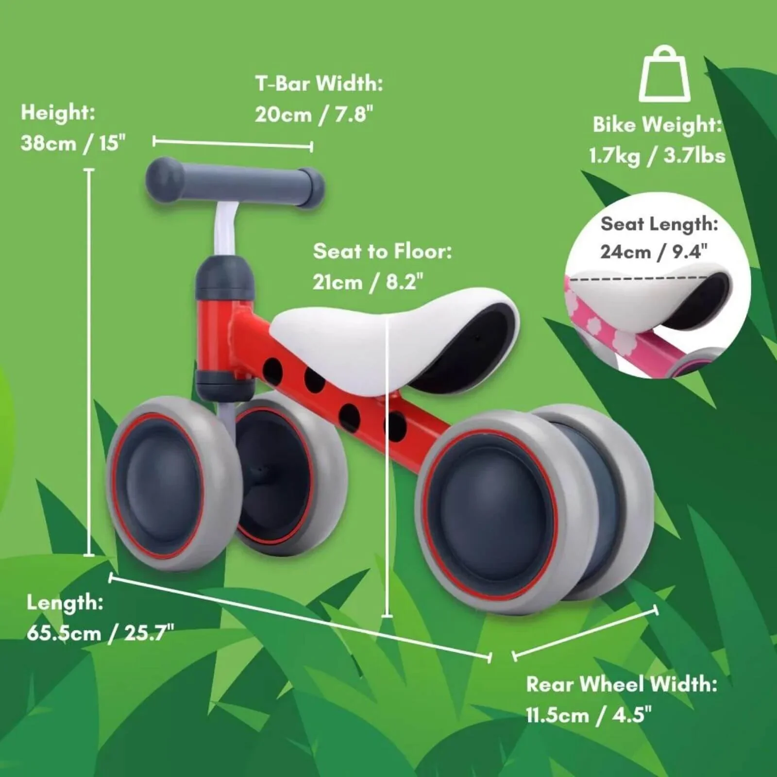 BOLDCUBE Baby Balance Bike - Red - Image 6