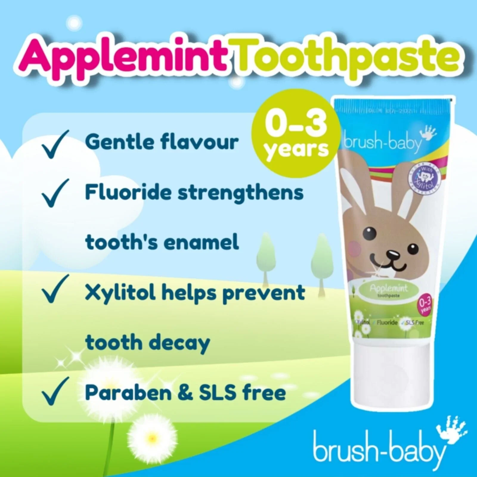 brush-baby Applemint Toothpaste 0-3 years 50ml - Image 2