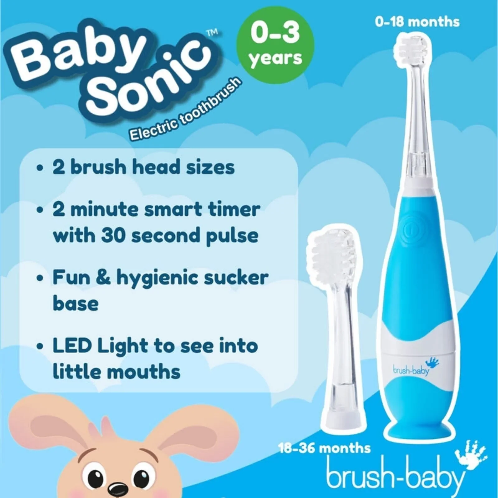 brush-baby BabySonic Electric Toothbrush 0-3 years - Blue - Image 4