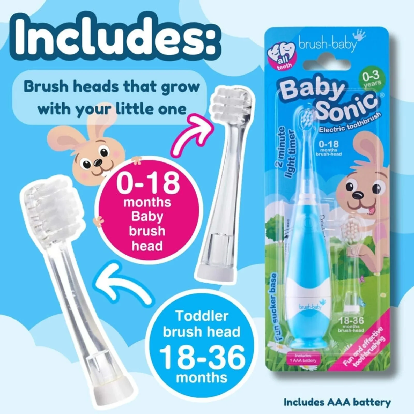 brush-baby BabySonic Electric Toothbrush 0-3 years - Blue - Image 5