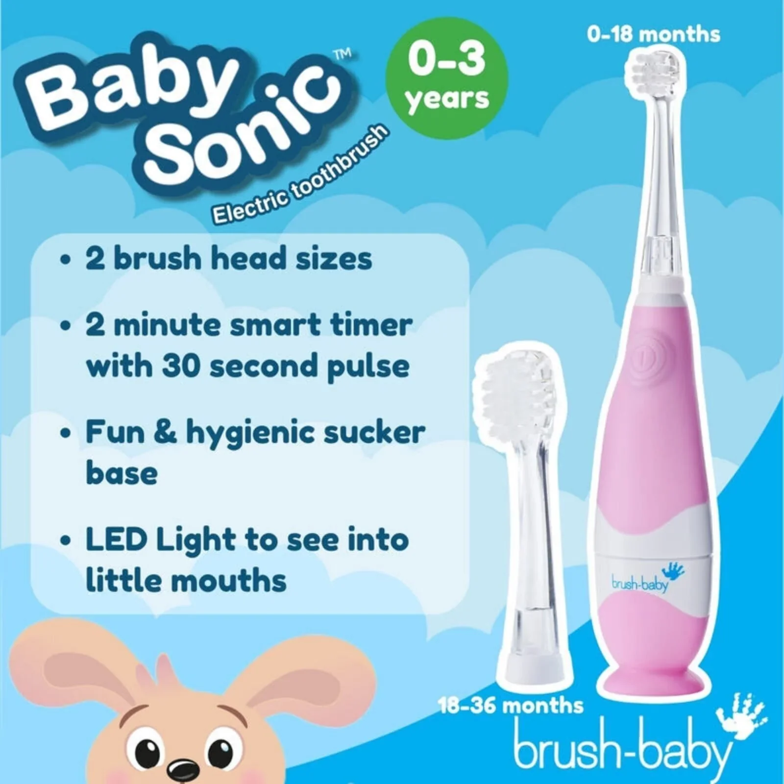 brush-baby BabySonic Electric Toothbrush 0-3 years - Pink - Image 4