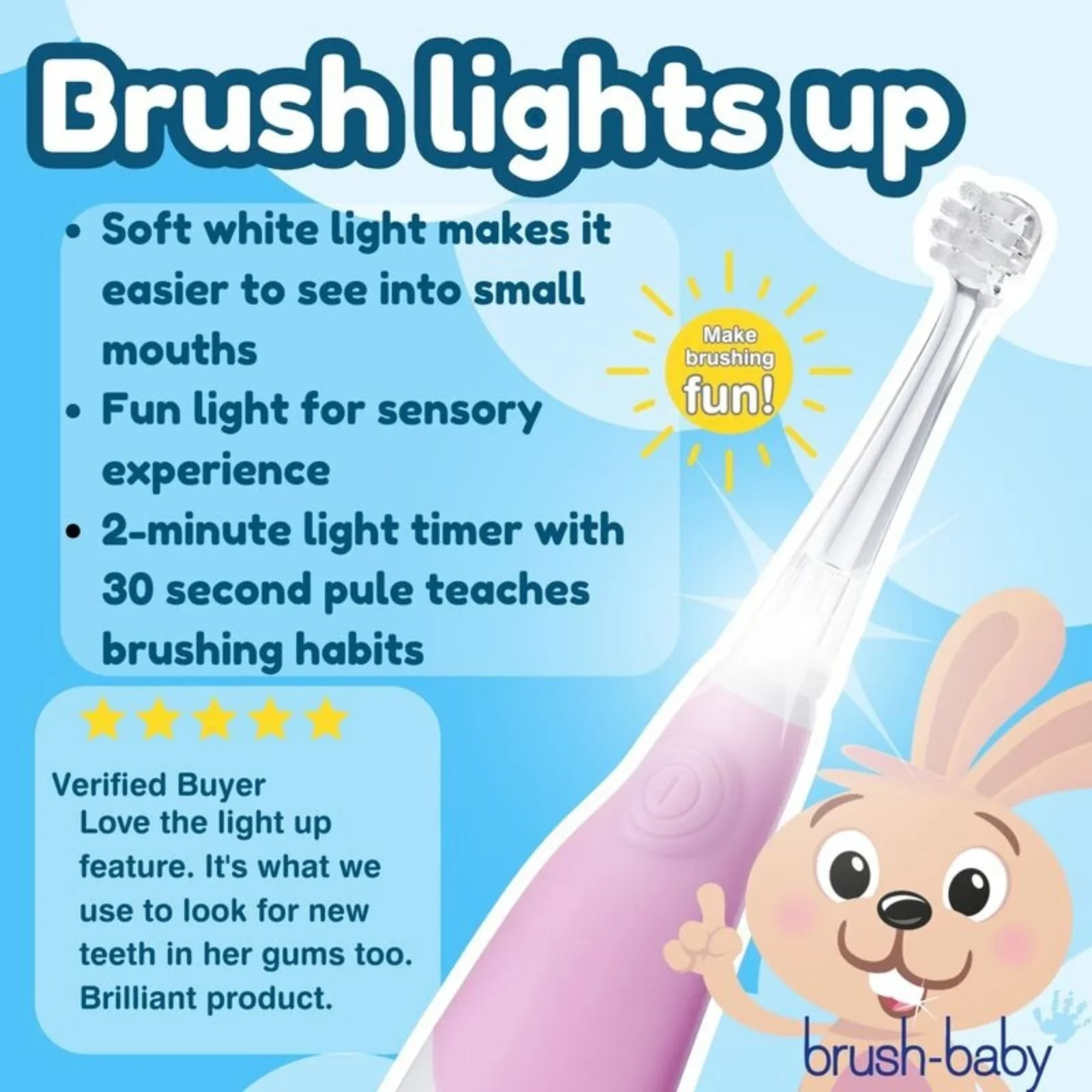 brush-baby BabySonic Electric Toothbrush 0-3 years - Pink - Image 5