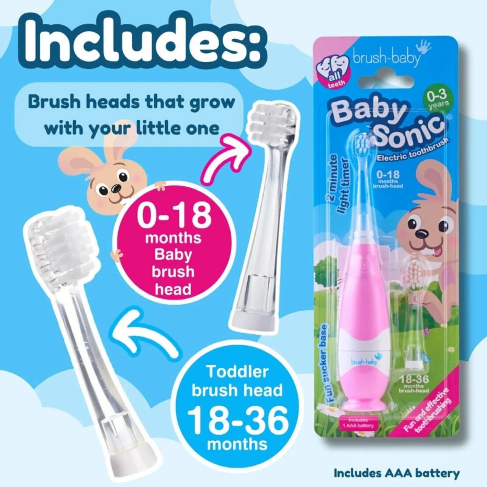brush-baby BabySonic Electric Toothbrush 0-3 years - Pink - Image 6