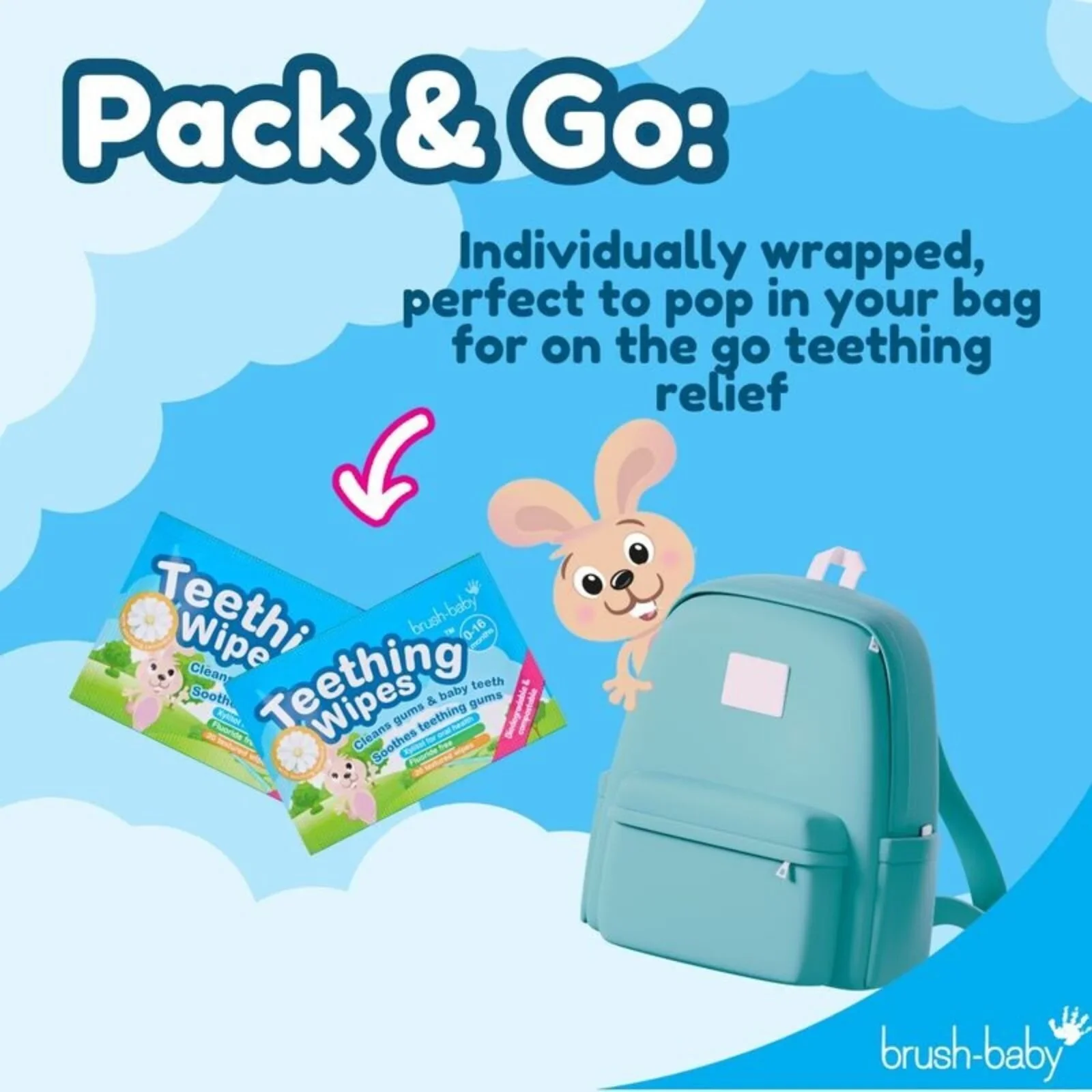 brush-baby Biodegradable Teething Wipes From Birth - Image 4