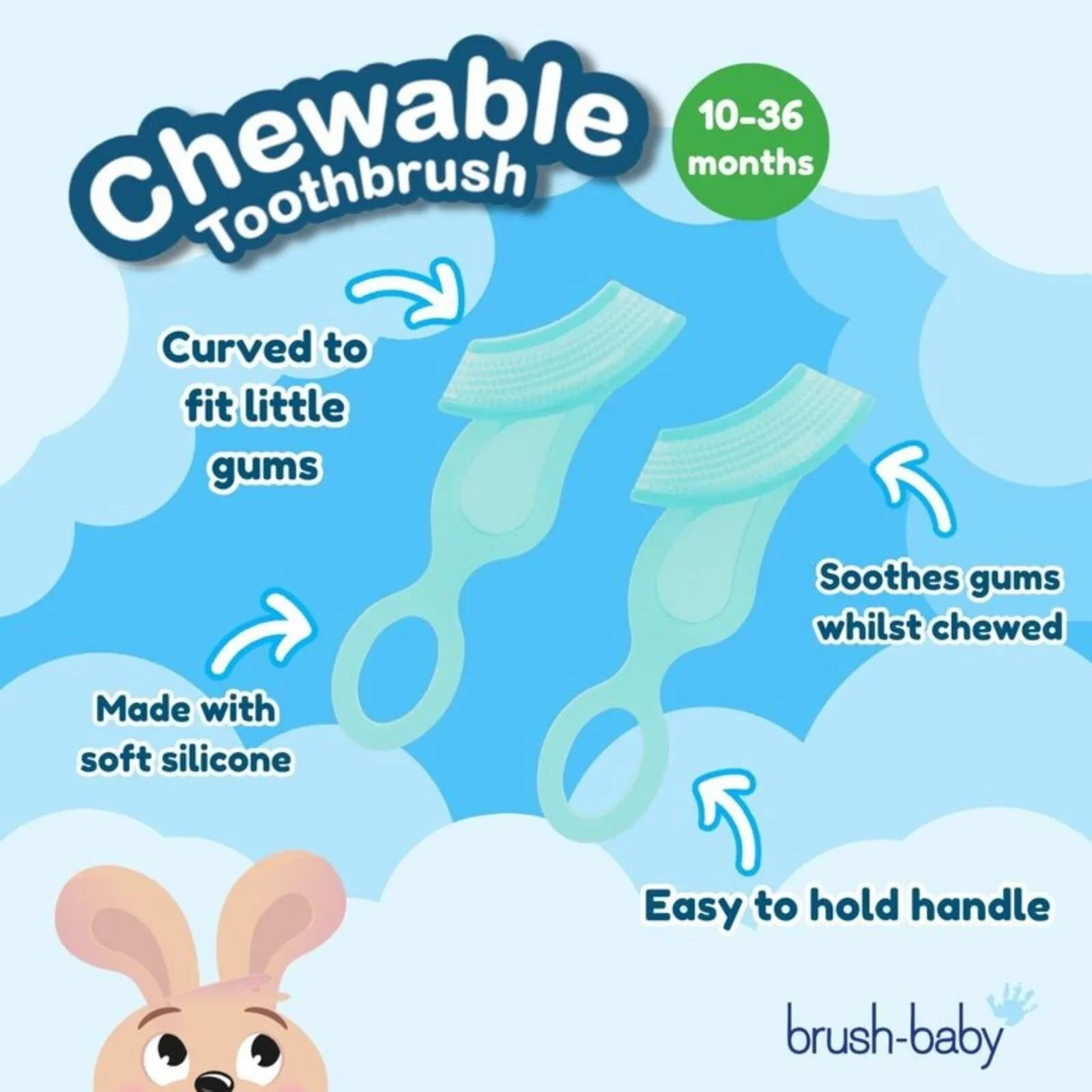 brush-baby Chewable Toothbrush Pack of 2 - Teal - Image 3