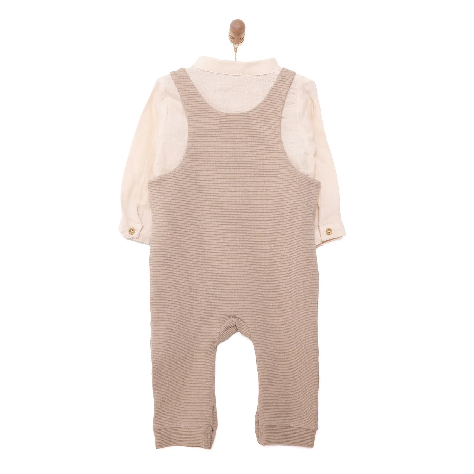 Cassiope Newborn Dungarees Set - Beige - Image 2