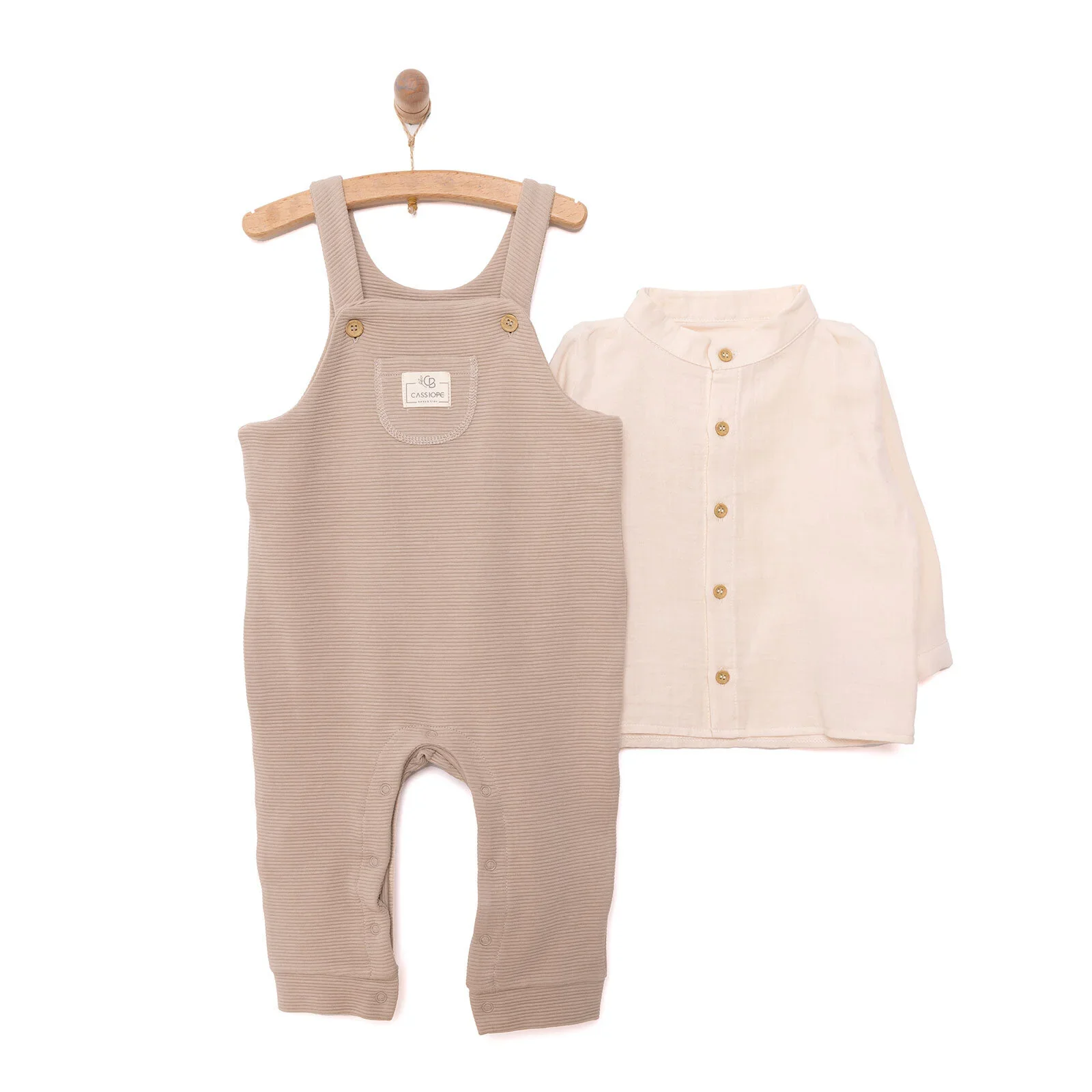 Cassiope Newborn Dungarees Set - Beige - Image 3