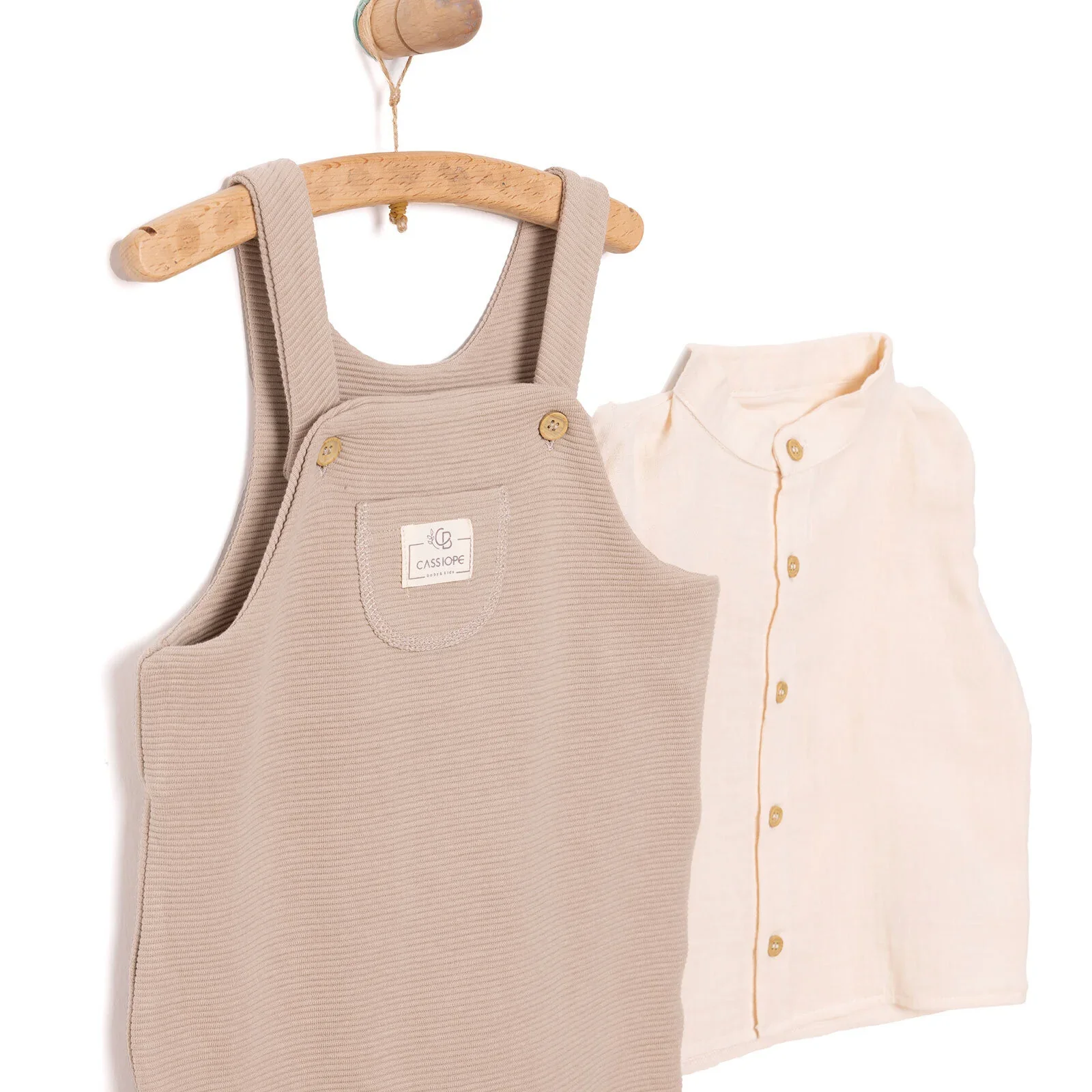 Cassiope Newborn Dungarees Set - Beige - Image 8