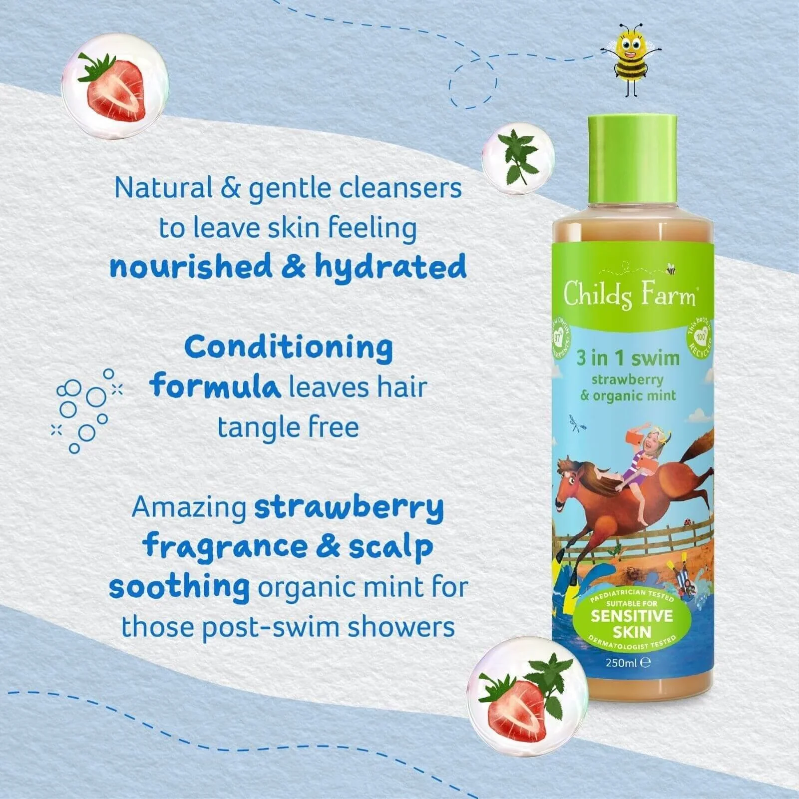 Childs Farm 3-in-1 Swim Strawberry & Organic Mint 250ml - Image 4