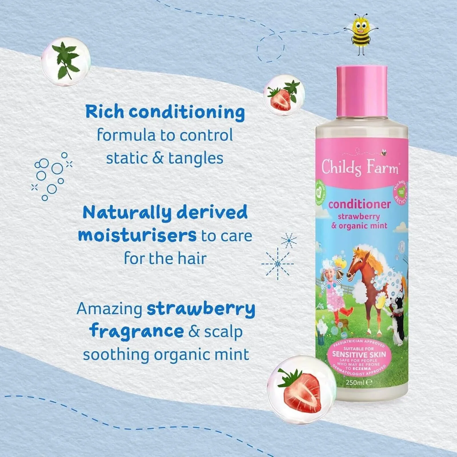 Childs Farm Conditioner Strawberry & Organic Mint 250ml - Image 4