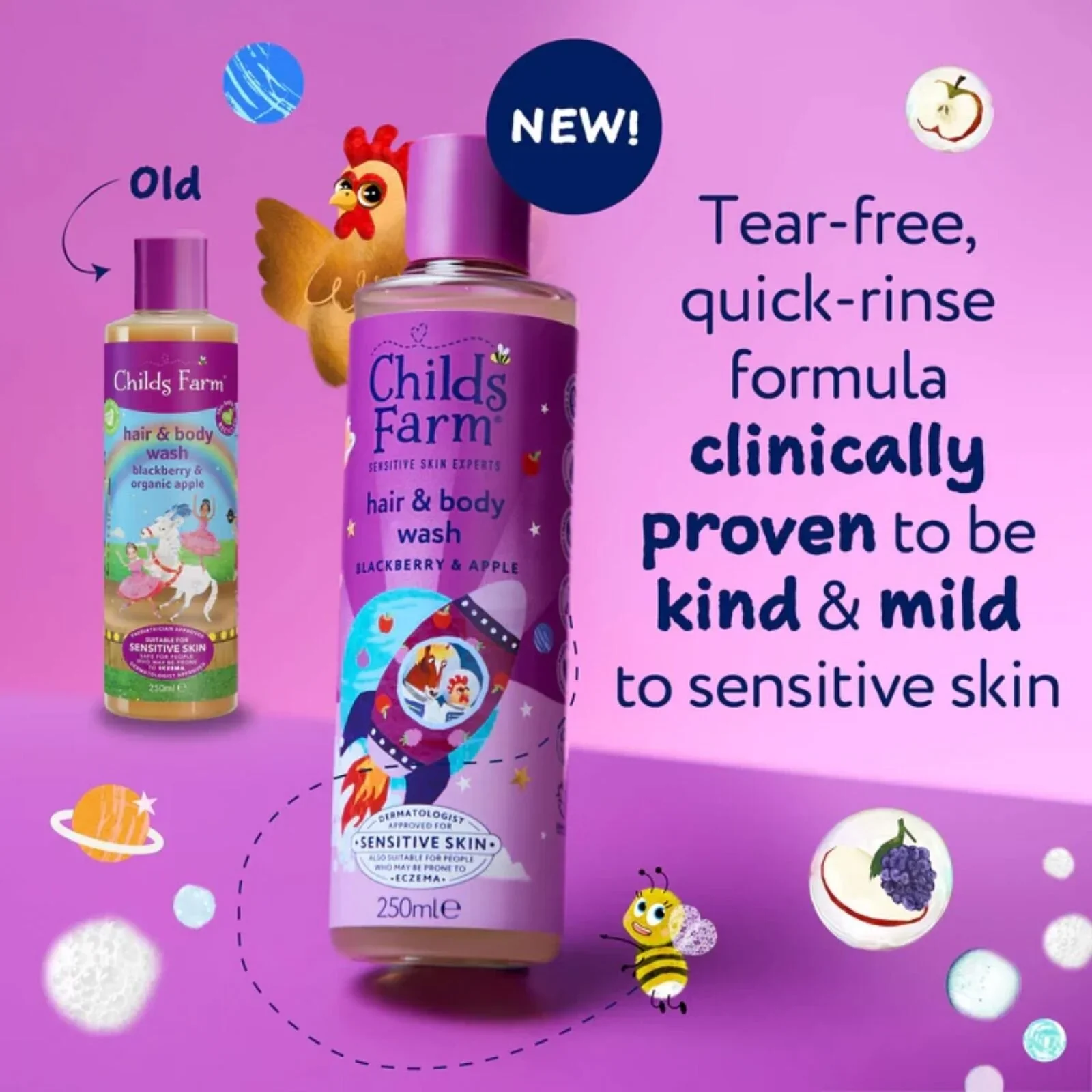 Childs Farm Hair & Body Wash 250ml - Blackberry & Apple - Image 2