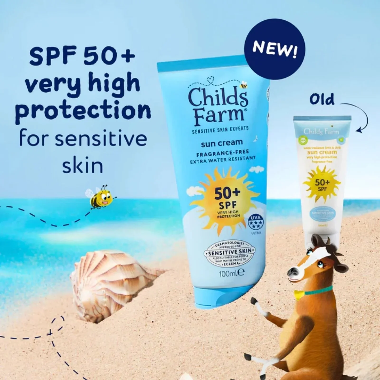 Childs Farm SPF 50+ Sun Cream Fragrance Free Sunscreen for Kids & Sensitive Skin 100ml - Image 2