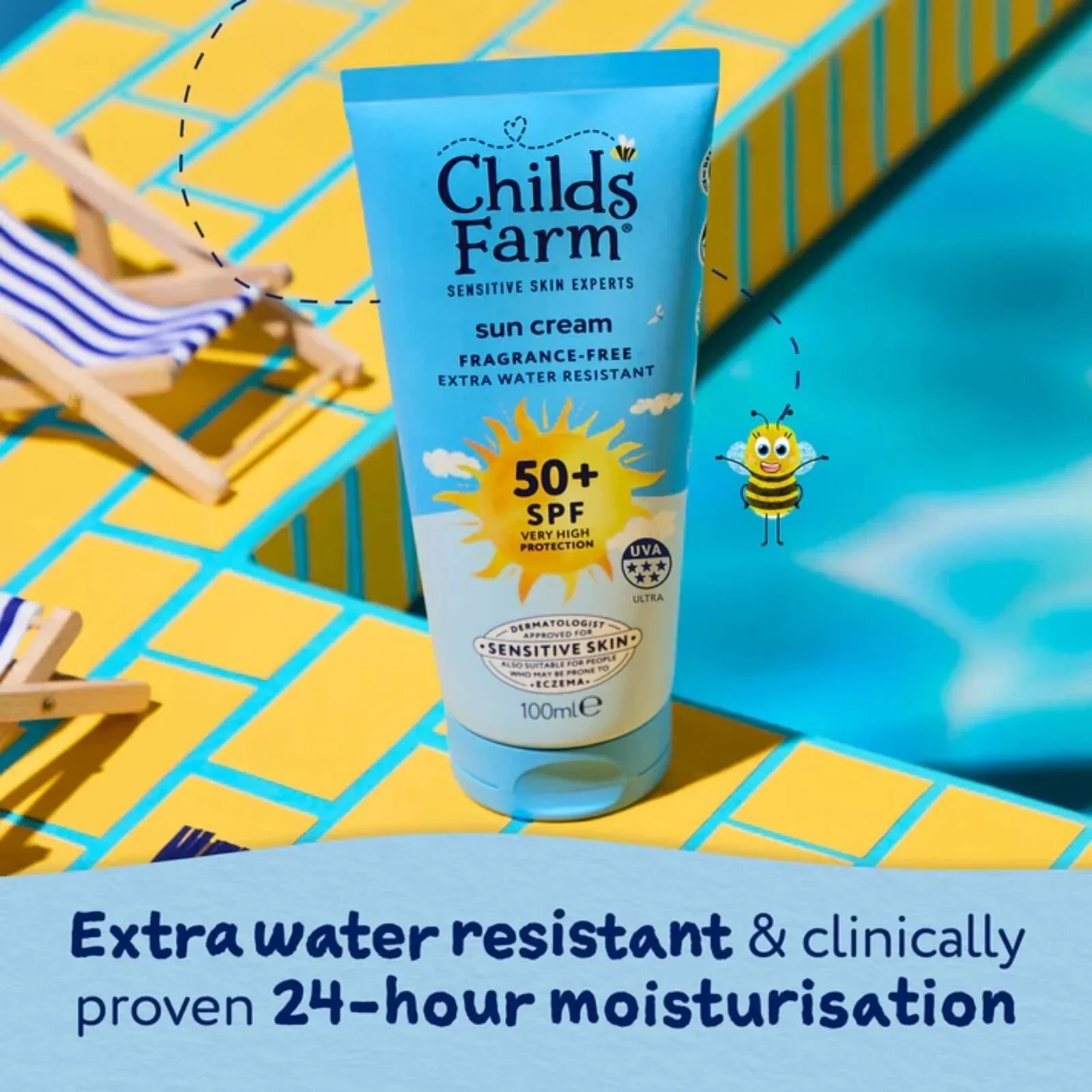 Childs Farm SPF 50+ Sun Cream Fragrance Free Sunscreen for Kids & Sensitive Skin 100ml - Image 4