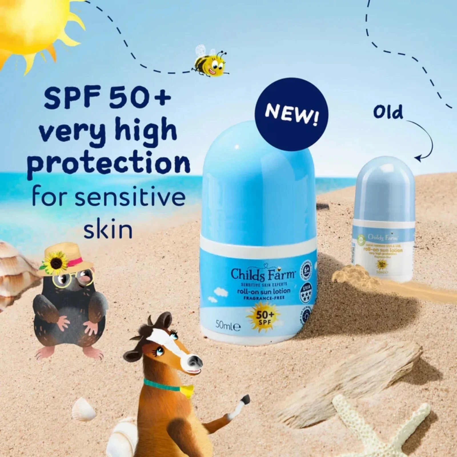 Childs Farm SPF50+ Roll On Fragrance Free Sun Lotion 50ml - Image 2