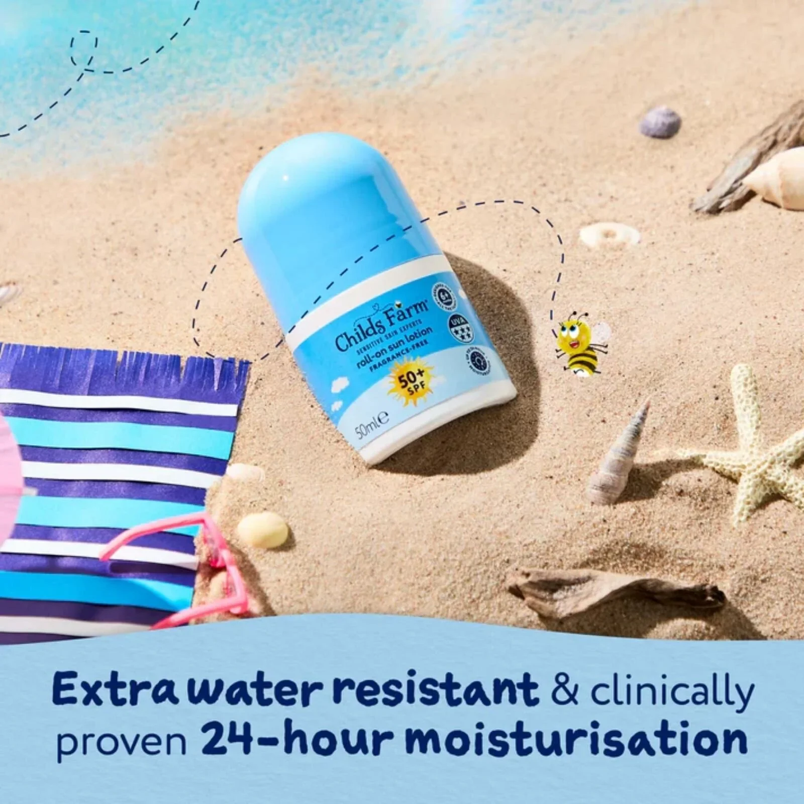 Childs Farm SPF50+ Roll On Fragrance Free Sun Lotion 50ml - Image 4