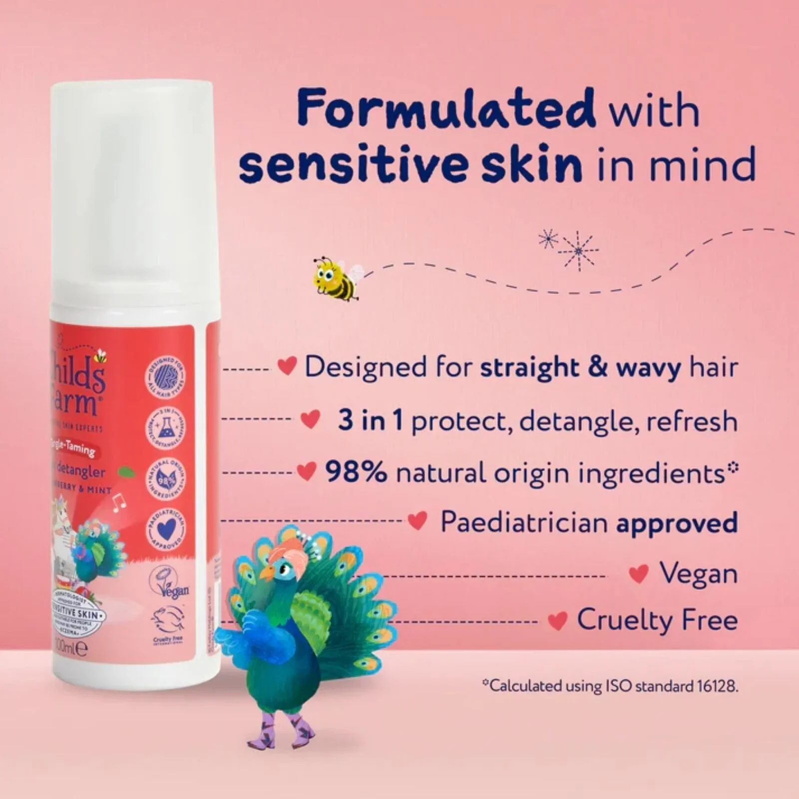 Childs Farm Tangle Taming 3-in-1 Hair Detangler 100ml - Strawberry & Mint - Image 4
