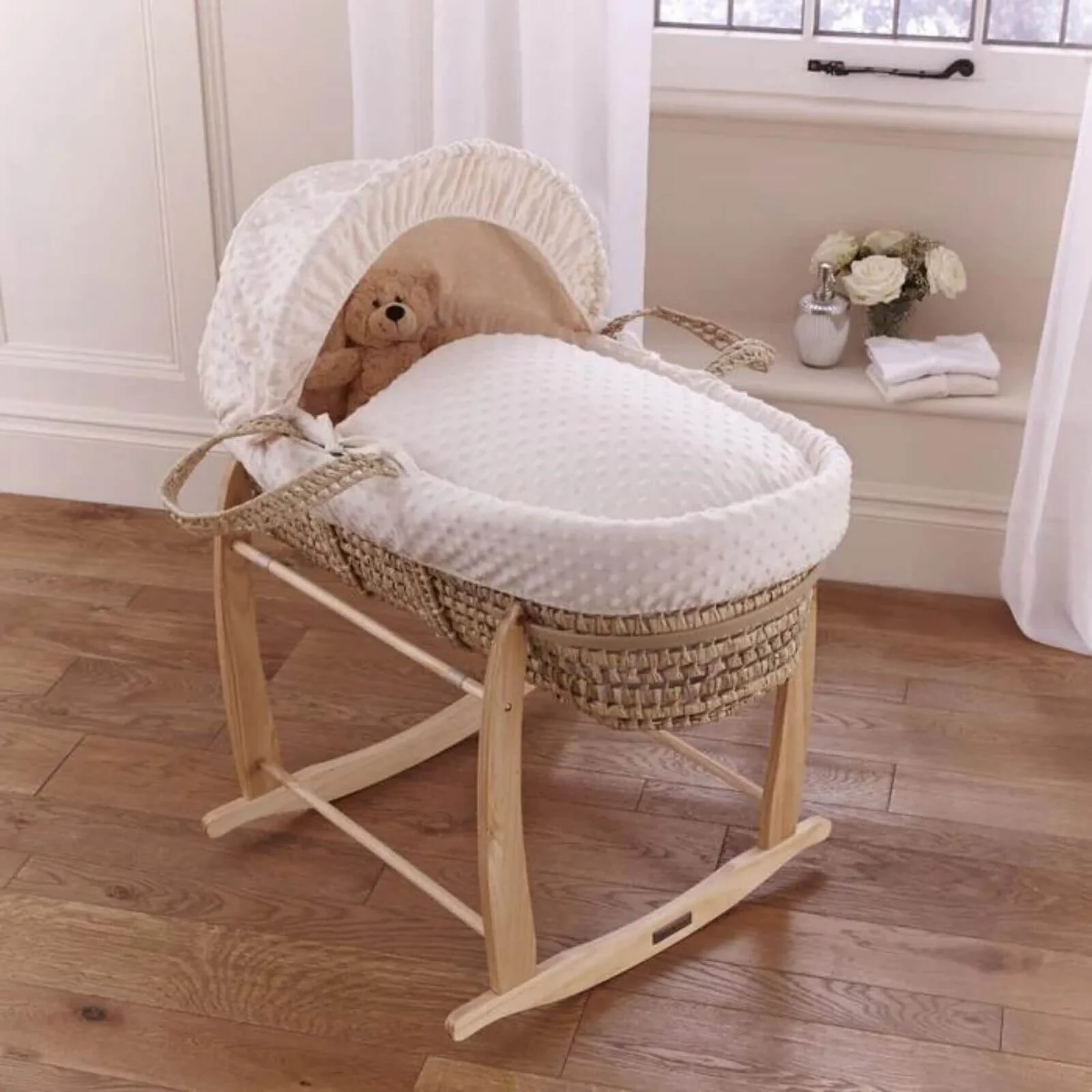 Clair de Lune Cream Dimple Palm Moses Basket - Cream - Image 2