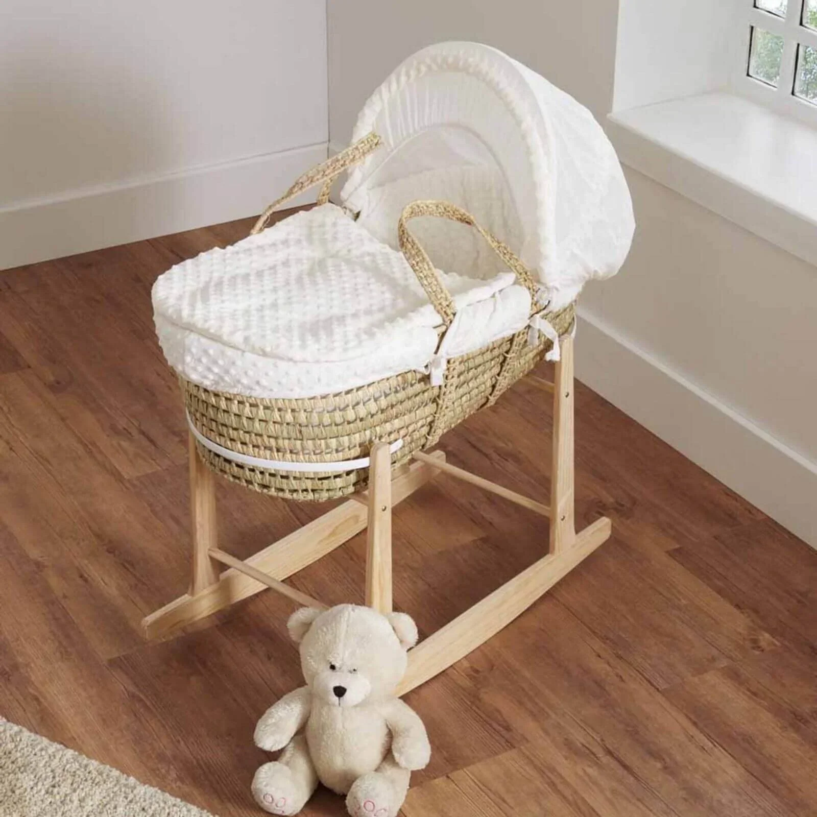 Clair de Lune Cream Dimple Palm Moses Basket - Cream - Image 3