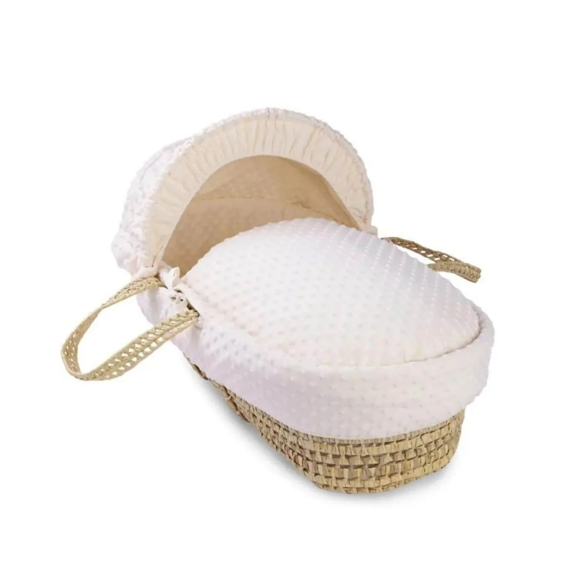 Clair de Lune Cream Dimple Palm Moses Basket with Rocking Stand - Image 2