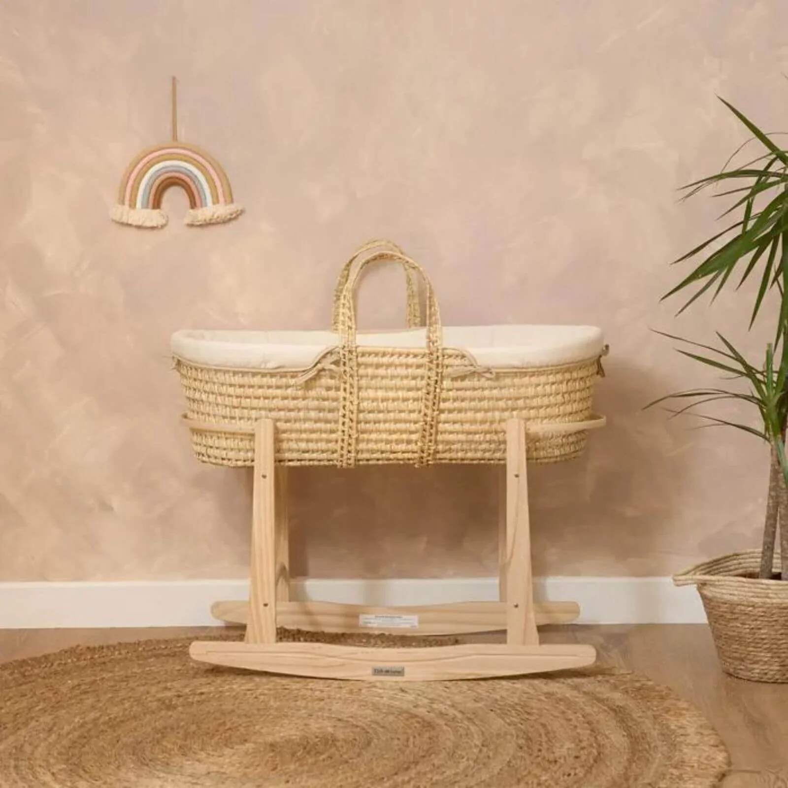 Clair de Lune Cream Organic Palm Moses Basket - Cream - Image 2