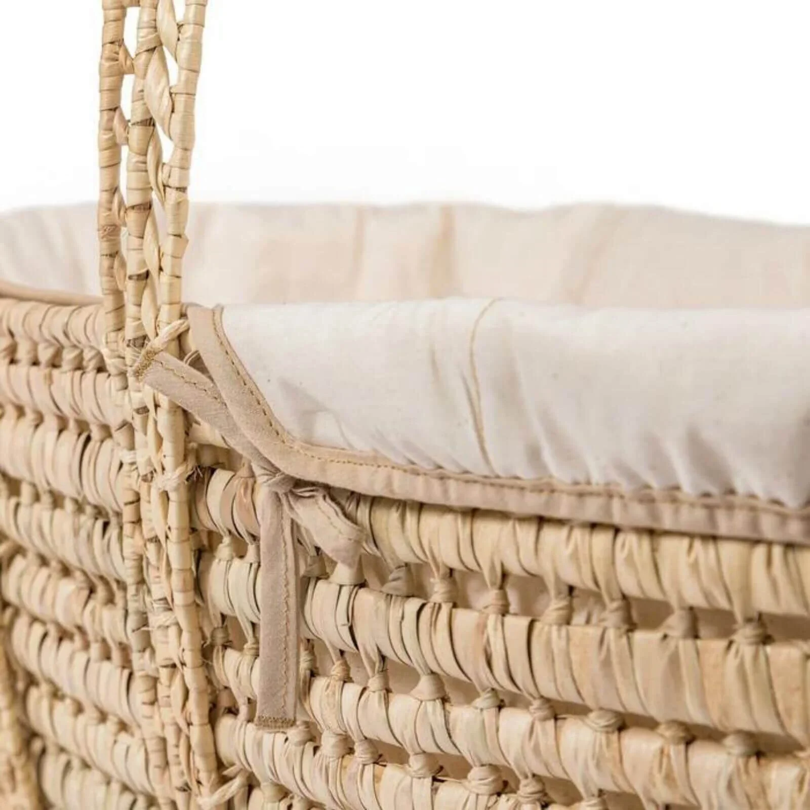 Clair de Lune Cream Organic Palm Moses Basket - Cream - Image 6