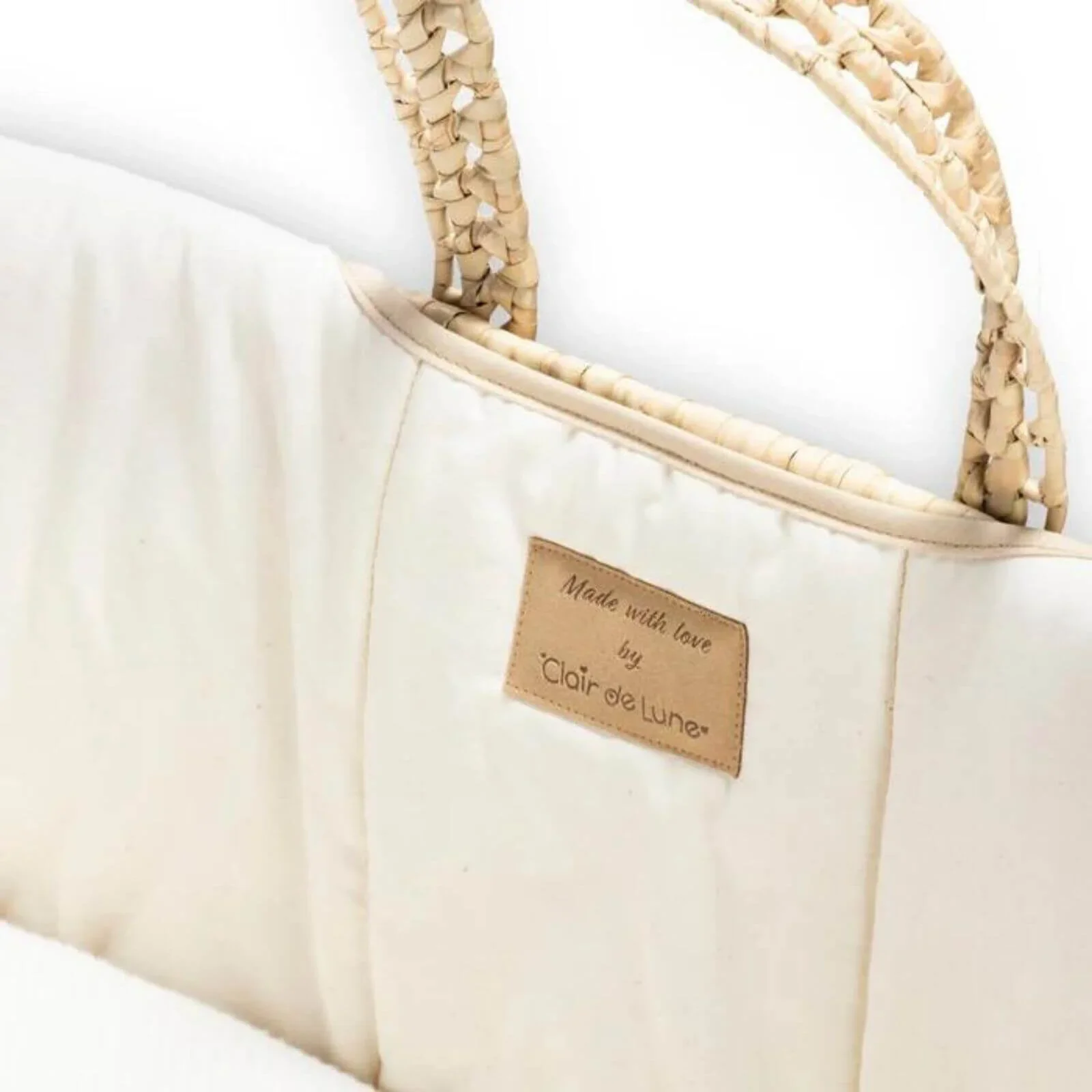 Clair de Lune Cream Organic Palm Moses Basket - Cream - Image 7