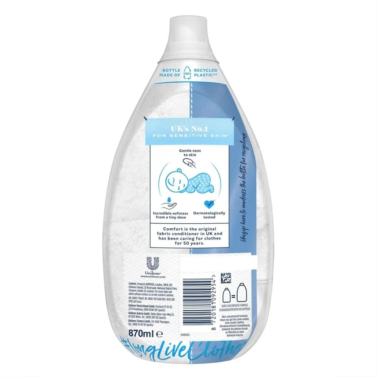 Comfort Pure Fabric Conditioner Ultimate Care 58 Washes 870ml - Image 2