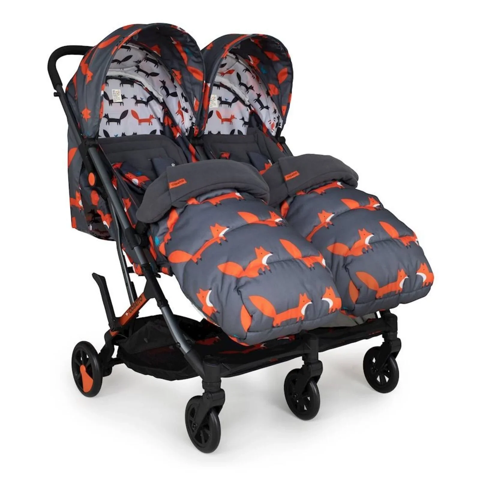 Cosatto Woosh Double Stroller - Charcoal Mister Fox - Image 2
