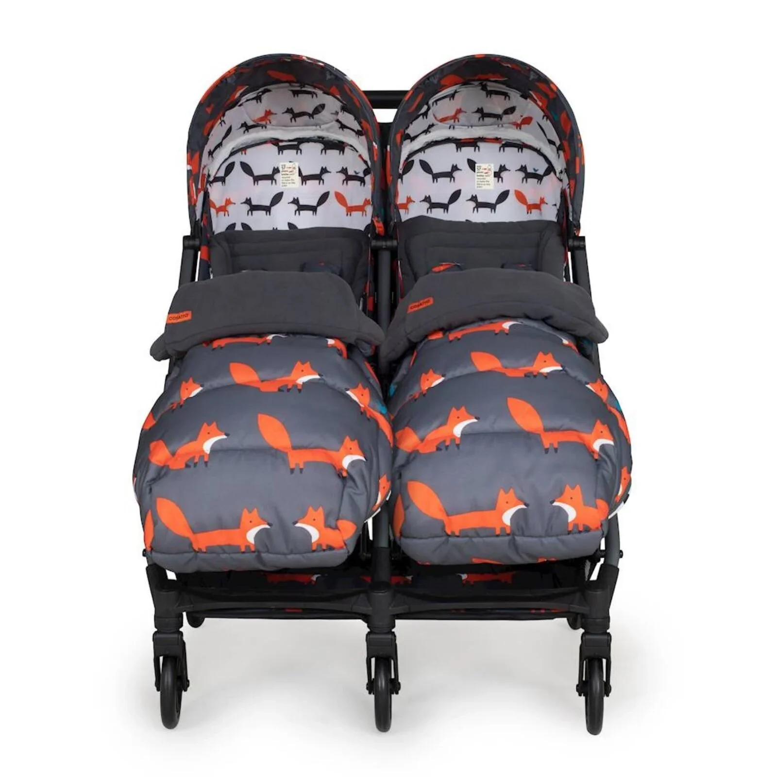 Cosatto Woosh Double Stroller - Charcoal Mister Fox - Image 6