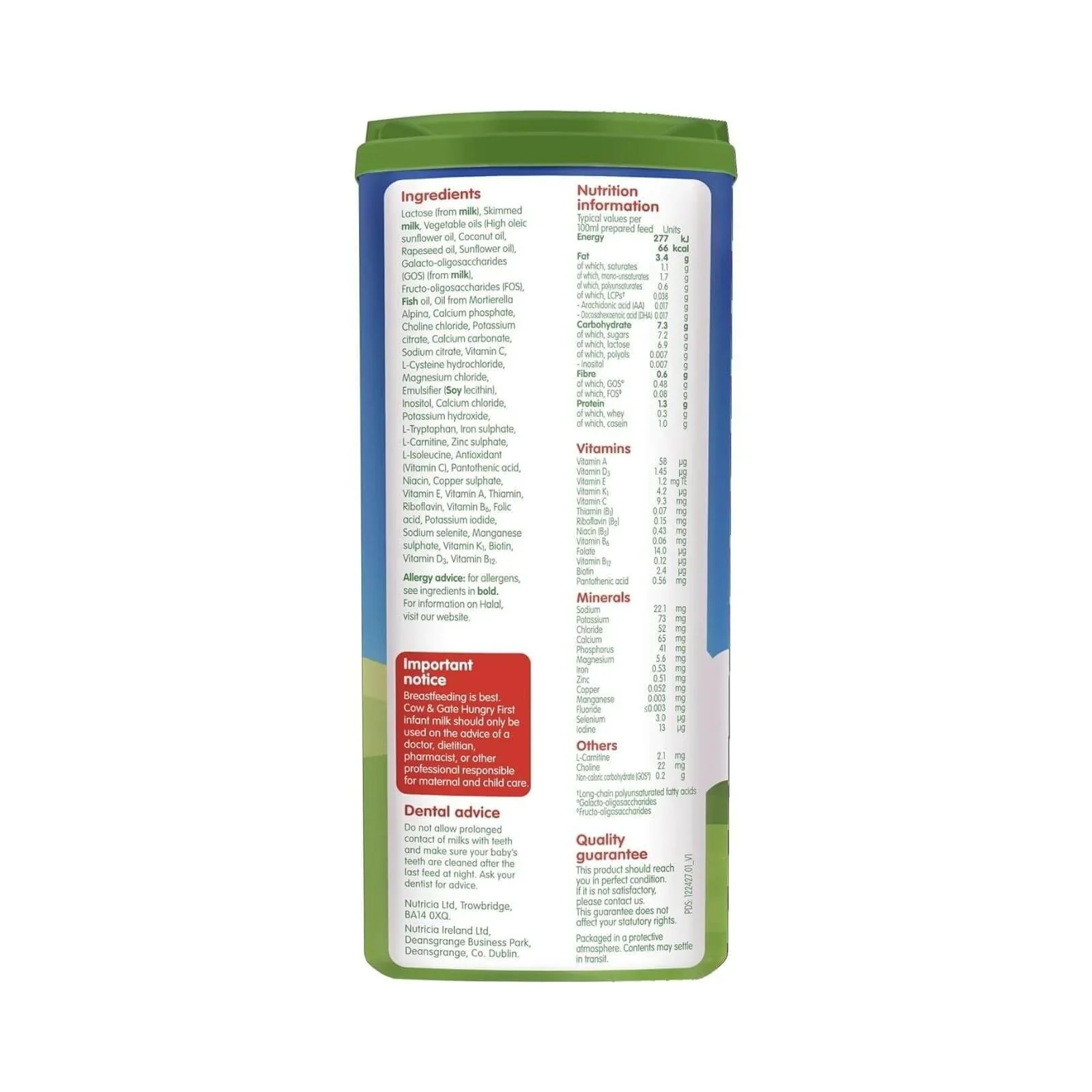 Cow & Gate 1 Hungry Baby Milk Formula 0-6 months 800g - Image 2