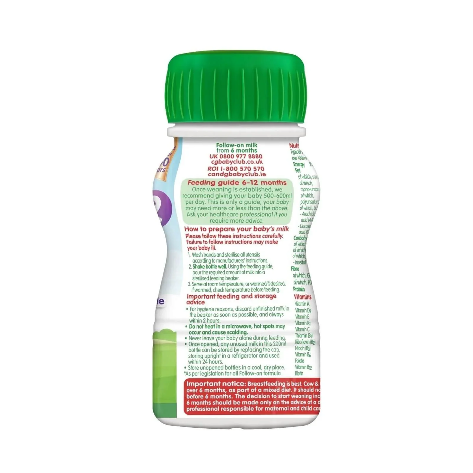 Cow & Gate 2 Follow On Ready to Drink Liquid Milk 6+ months 200ml - Image 3