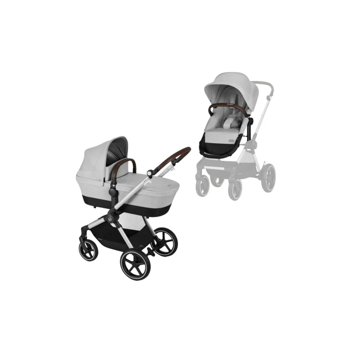 Cybex Eos Lux Silver Pushchair with Cloud G Car Seat & Base Travel System Bundle - Lava Grey - Image 2