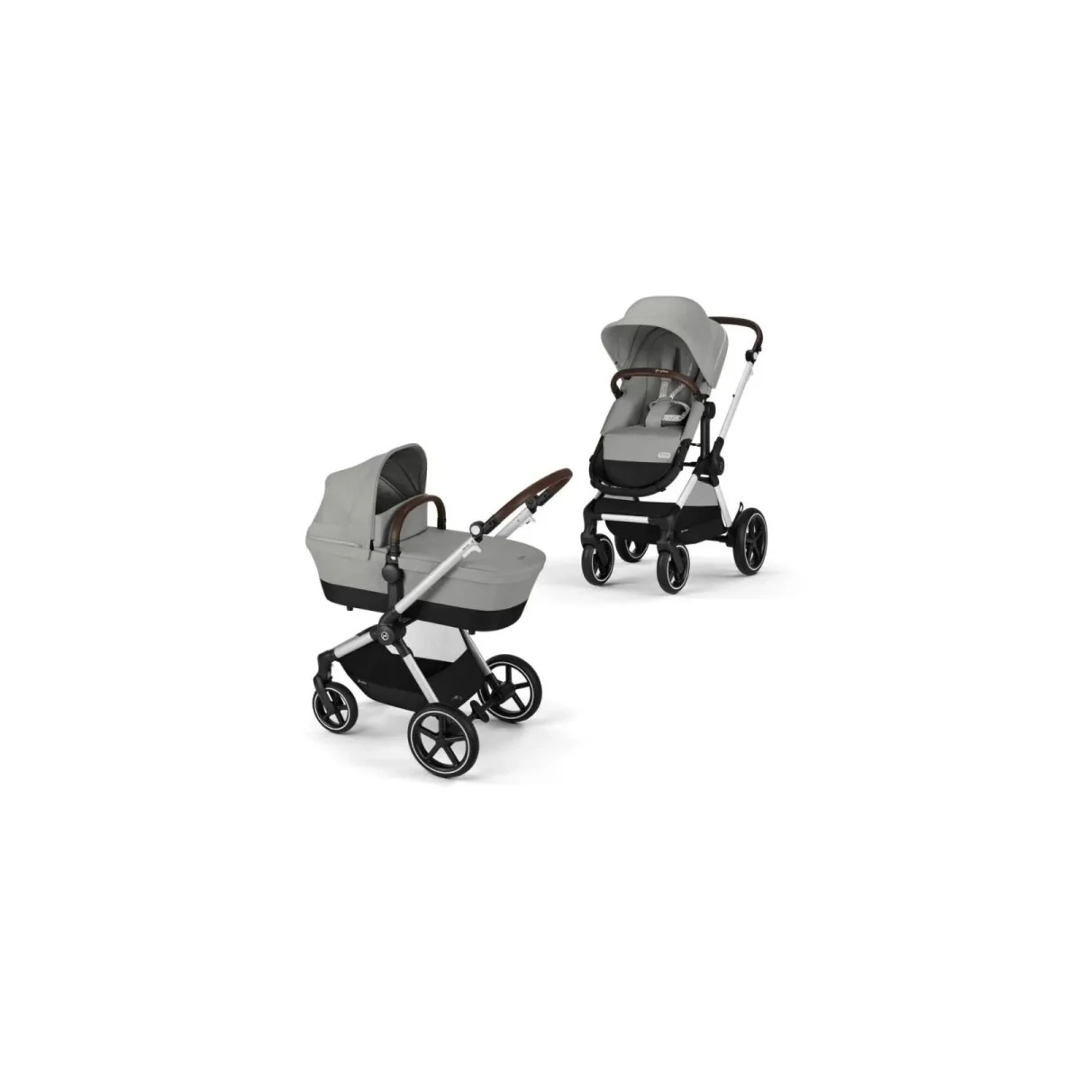 Cybex Eos Lux Silver Pushchair with Cloud G Car Seat & Base Travel System Bundle - Stone Grey - Image 2