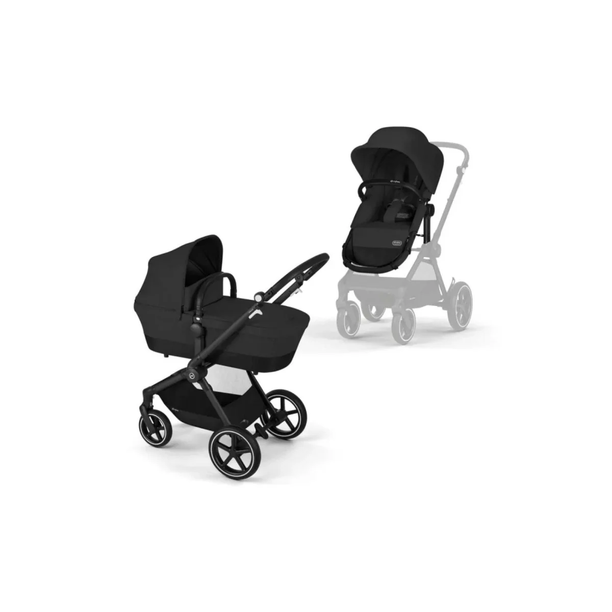 Cybex Eos Lux Silver Pushchair with Cloud G Car Seat Travel System Bundle - Moon Black - Image 2