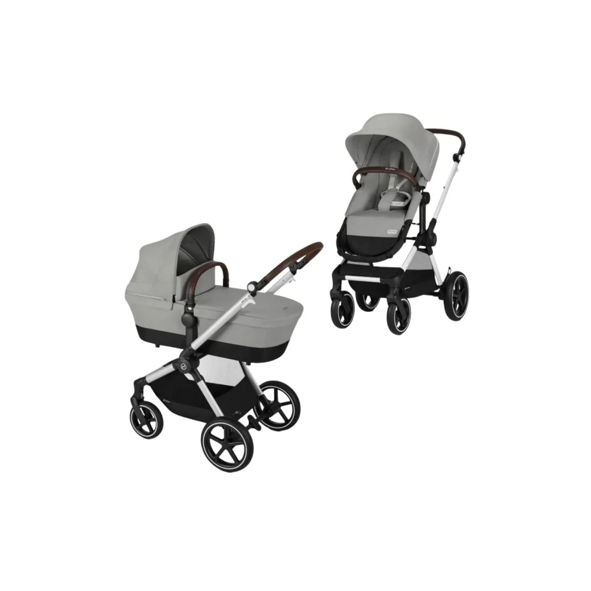 Cybex Eos Lux Silver Pushchair with Cloud G Car Seat Travel System Bundle - Stone Grey - Image 2
