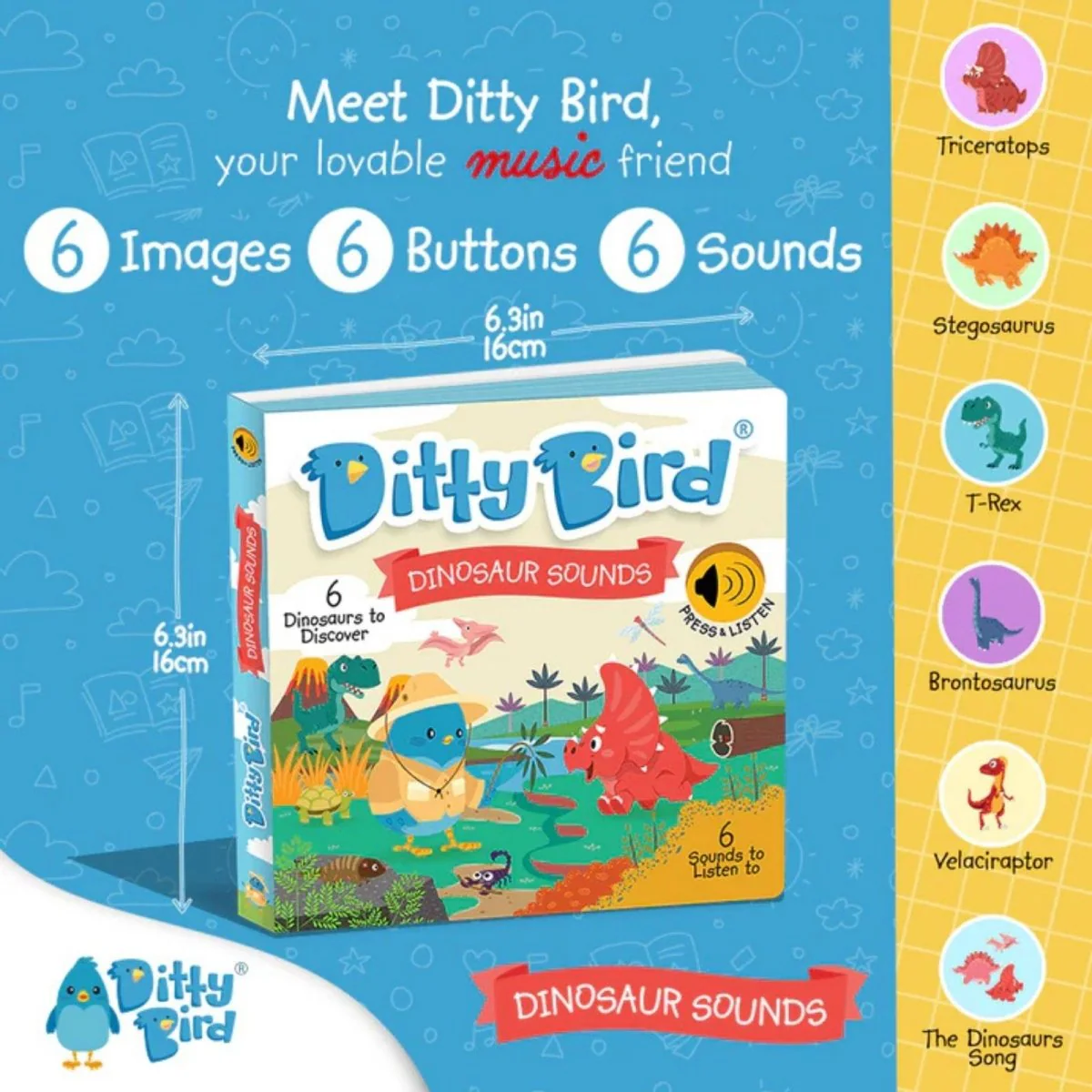 Ditty Bird Dinosaur Sounds Book - Image 2