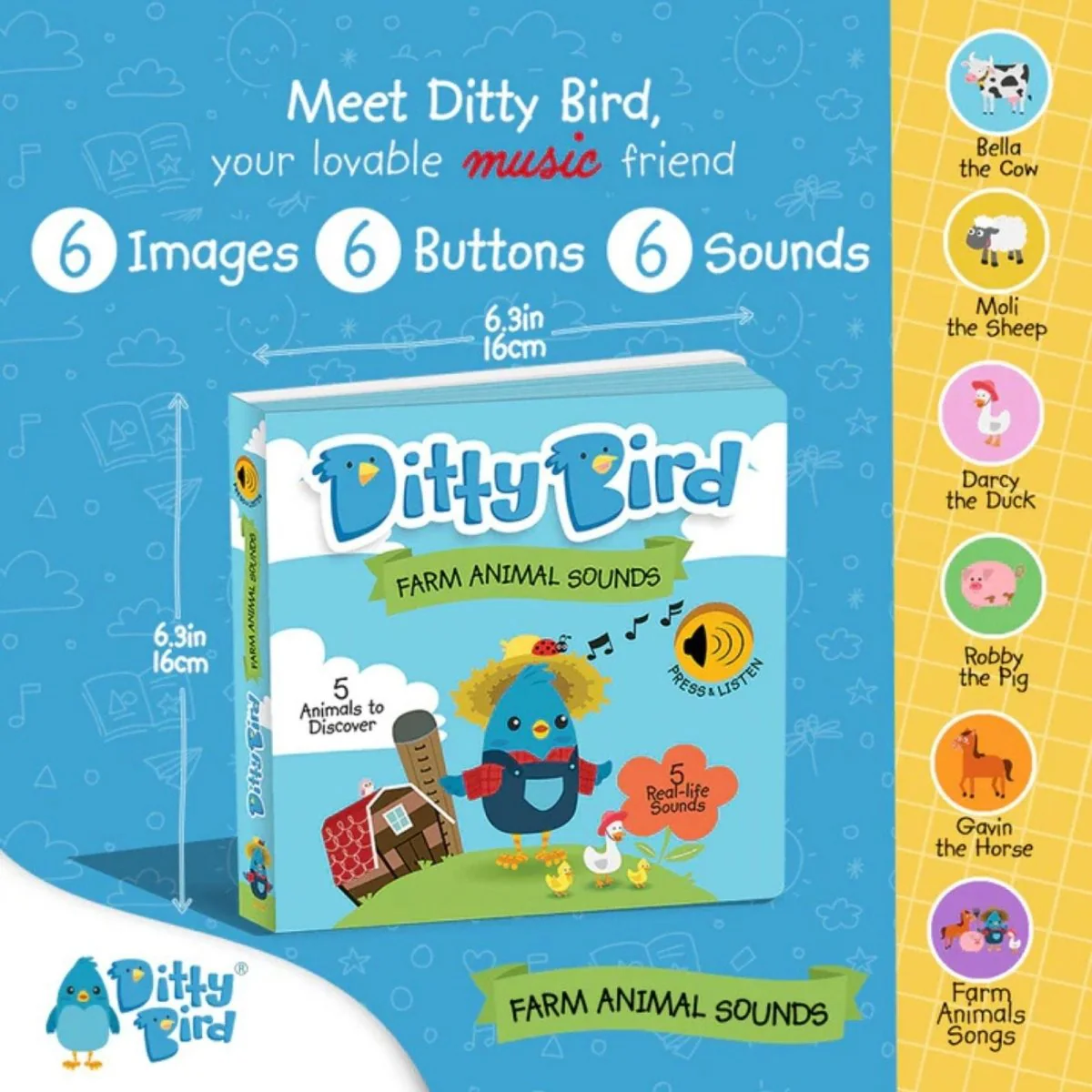 Ditty Bird Farm Animal Sounds Book - Image 2