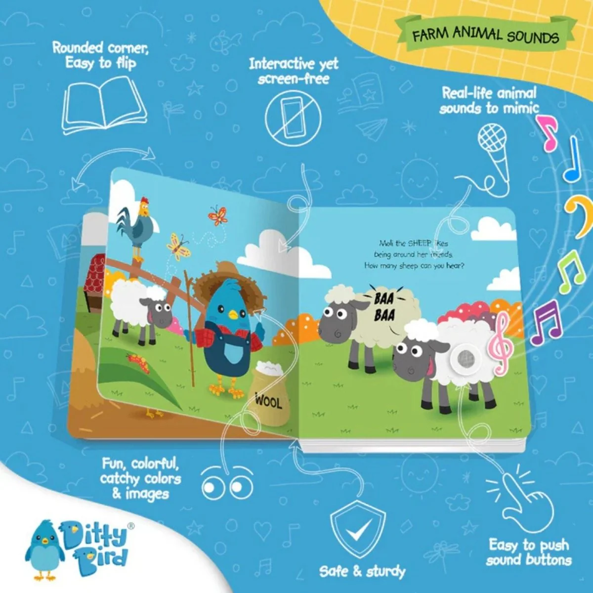 Ditty Bird Farm Animal Sounds Book - Image 3