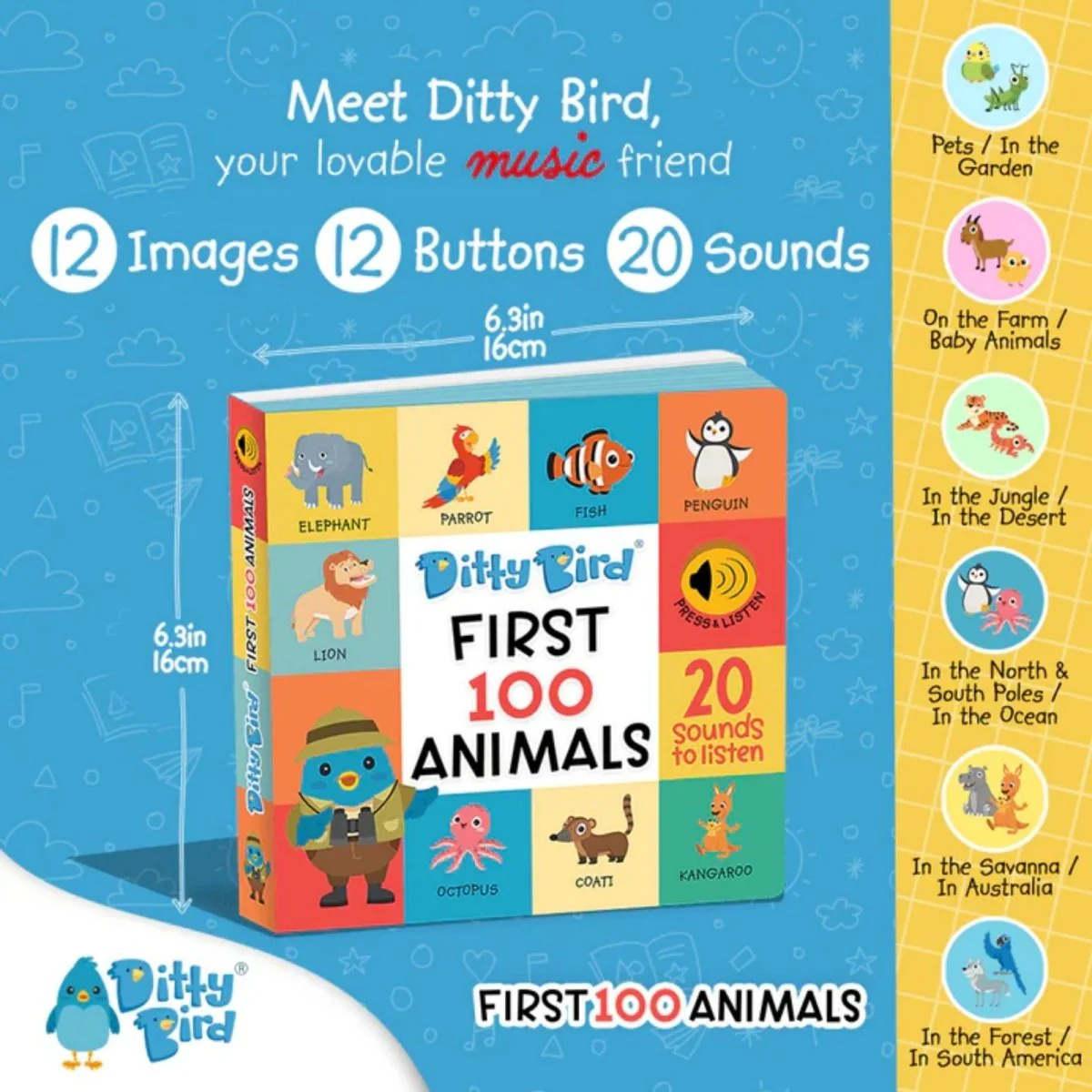 Ditty Bird First 100 Animals Book - Image 2