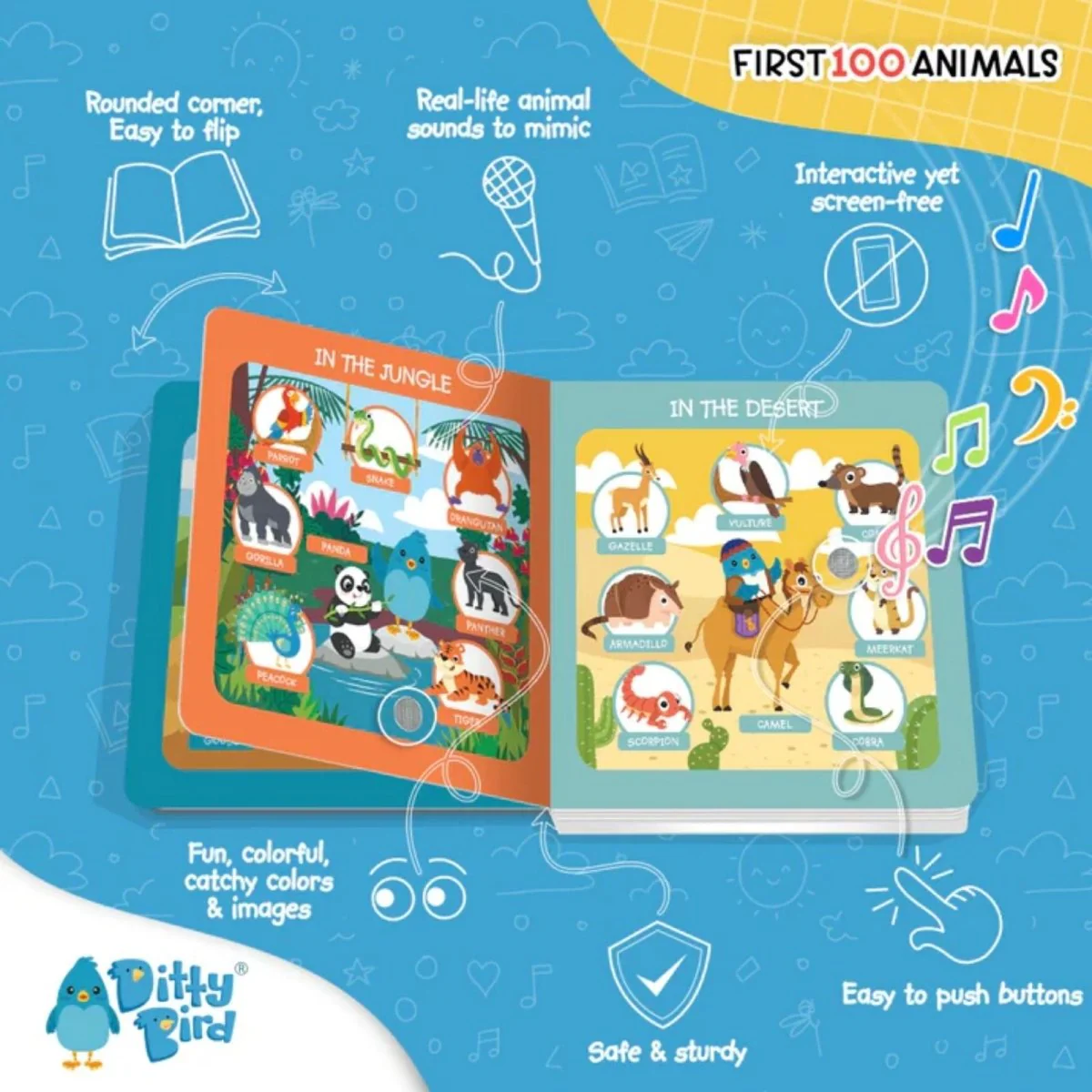 Ditty Bird First 100 Animals Book - Image 3