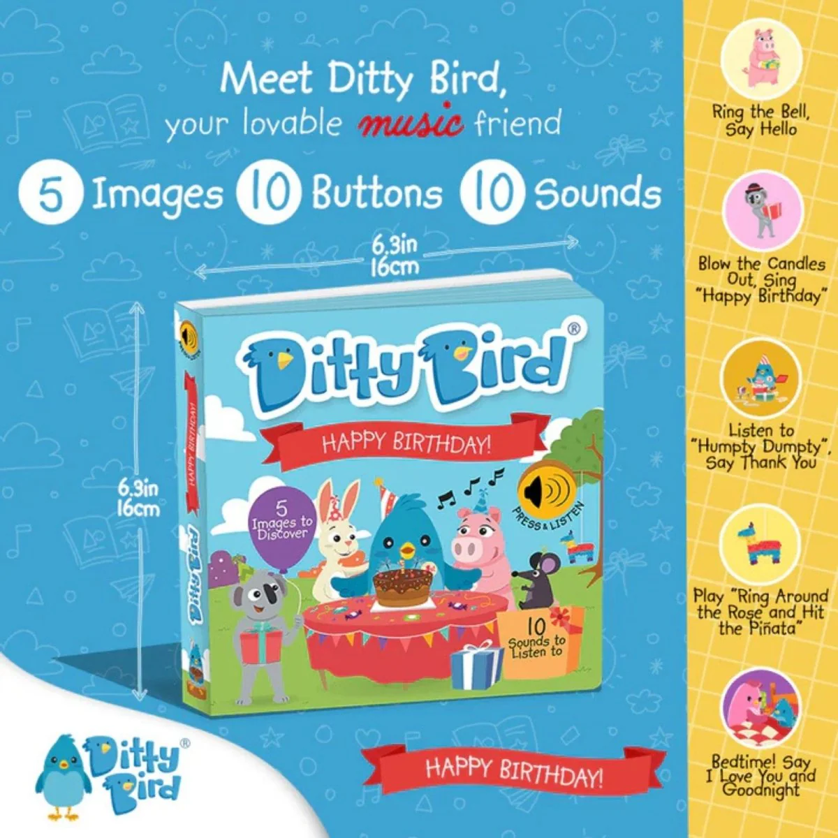 Ditty Bird Happy Birthday Book - Image 2