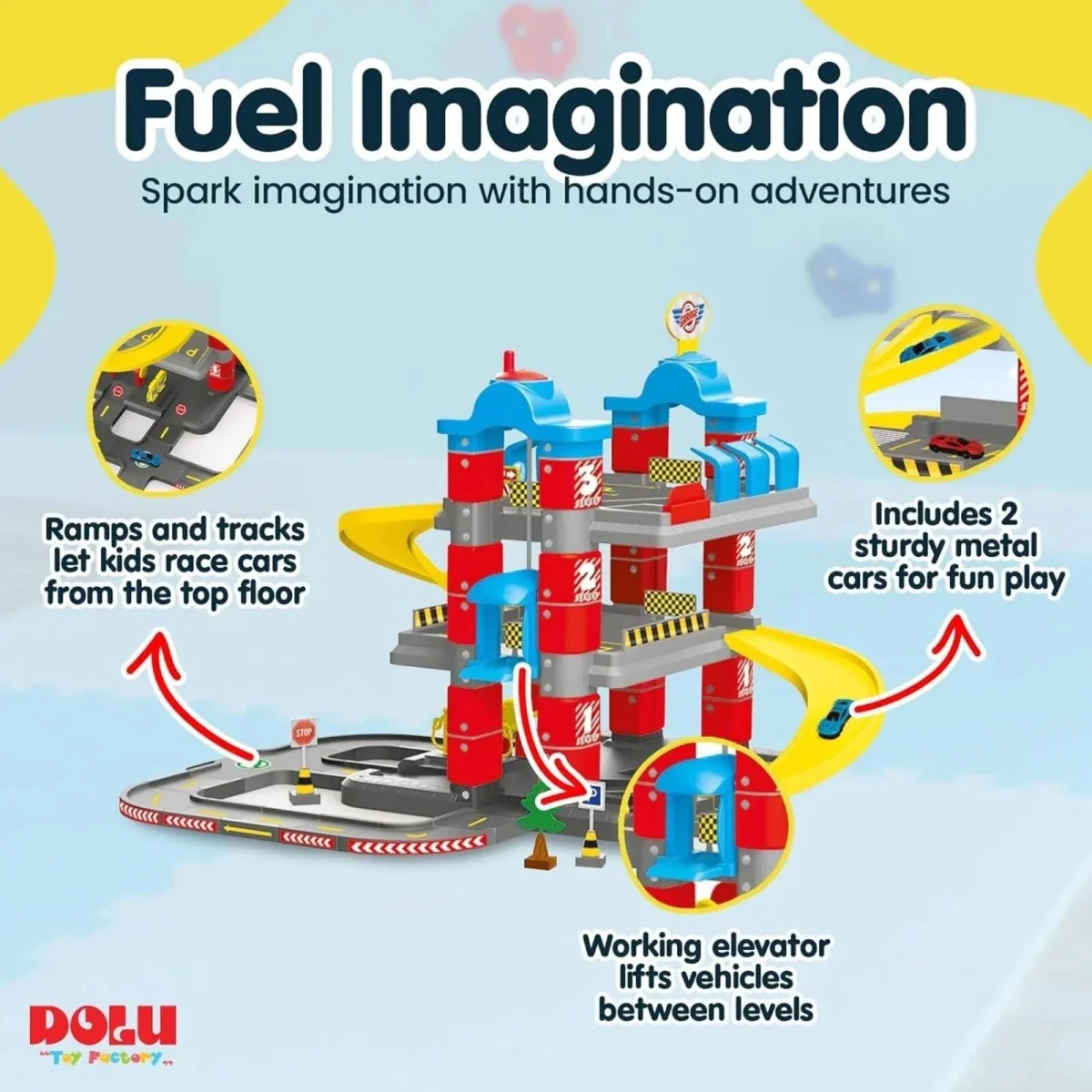 Dolu 3 Level Garage with Lift Playset - Image 3