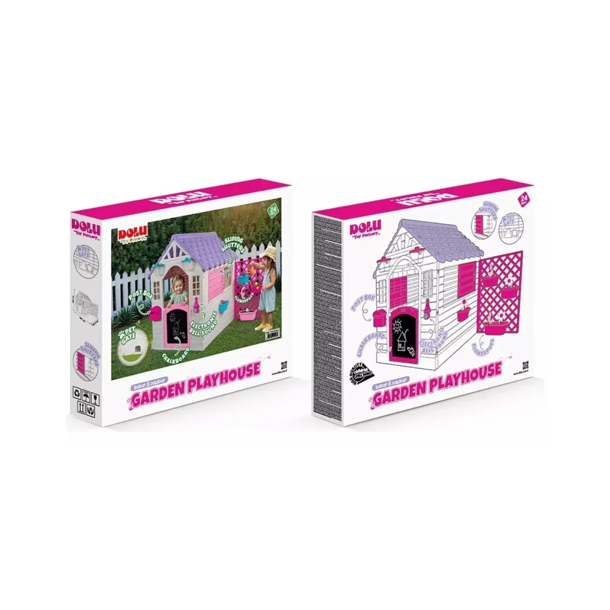 Dolu Deluxe Garden Playhouse with Fence – Pink - Image 7