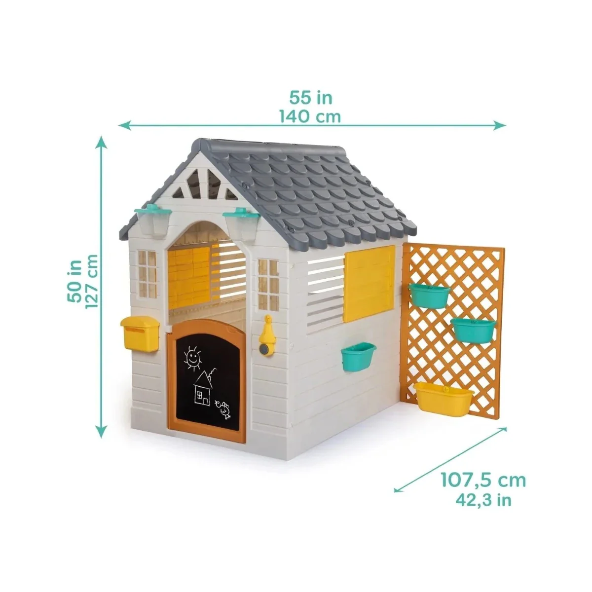 Dolu Deluxe Garden Playhouse with Fence – White - Image 5