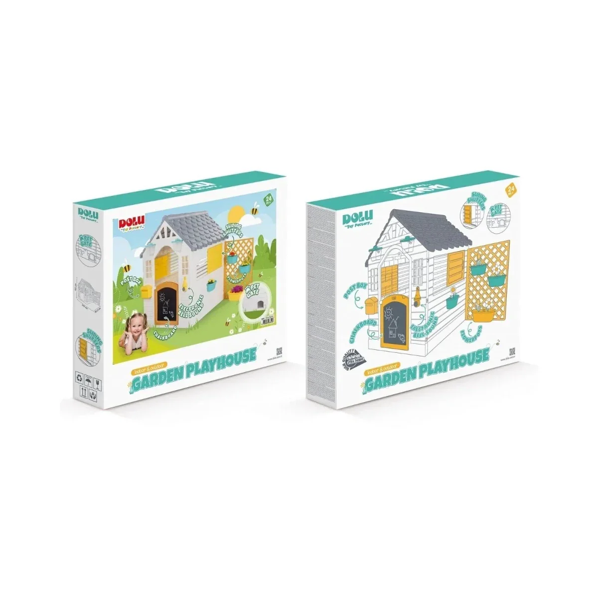 Dolu Deluxe Garden Playhouse with Fence – White - Image 7