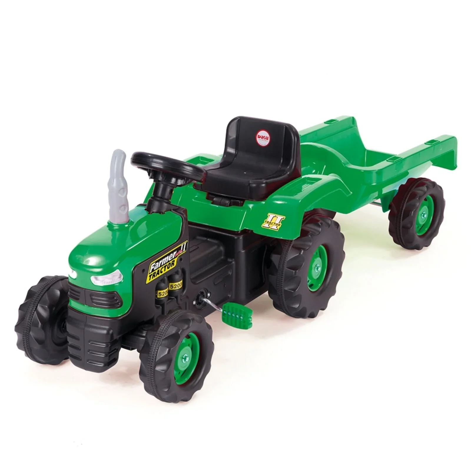 Dolu Ride On Pedal Tractor & Trailer - Green - Image 4