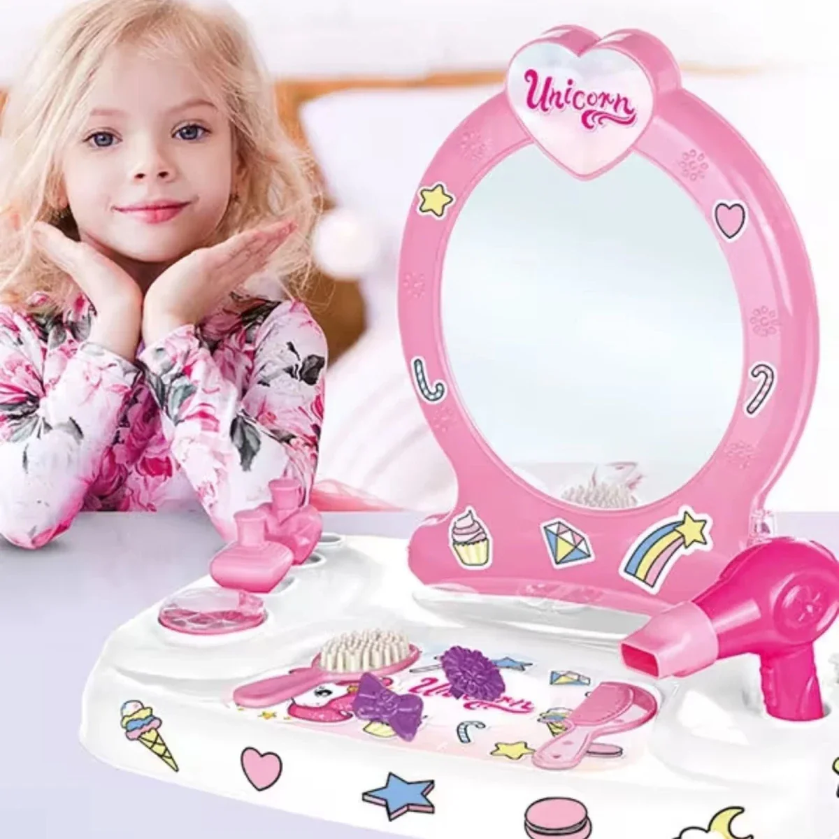 Dolu Table Top Vanity Set with Mirror - Image 2