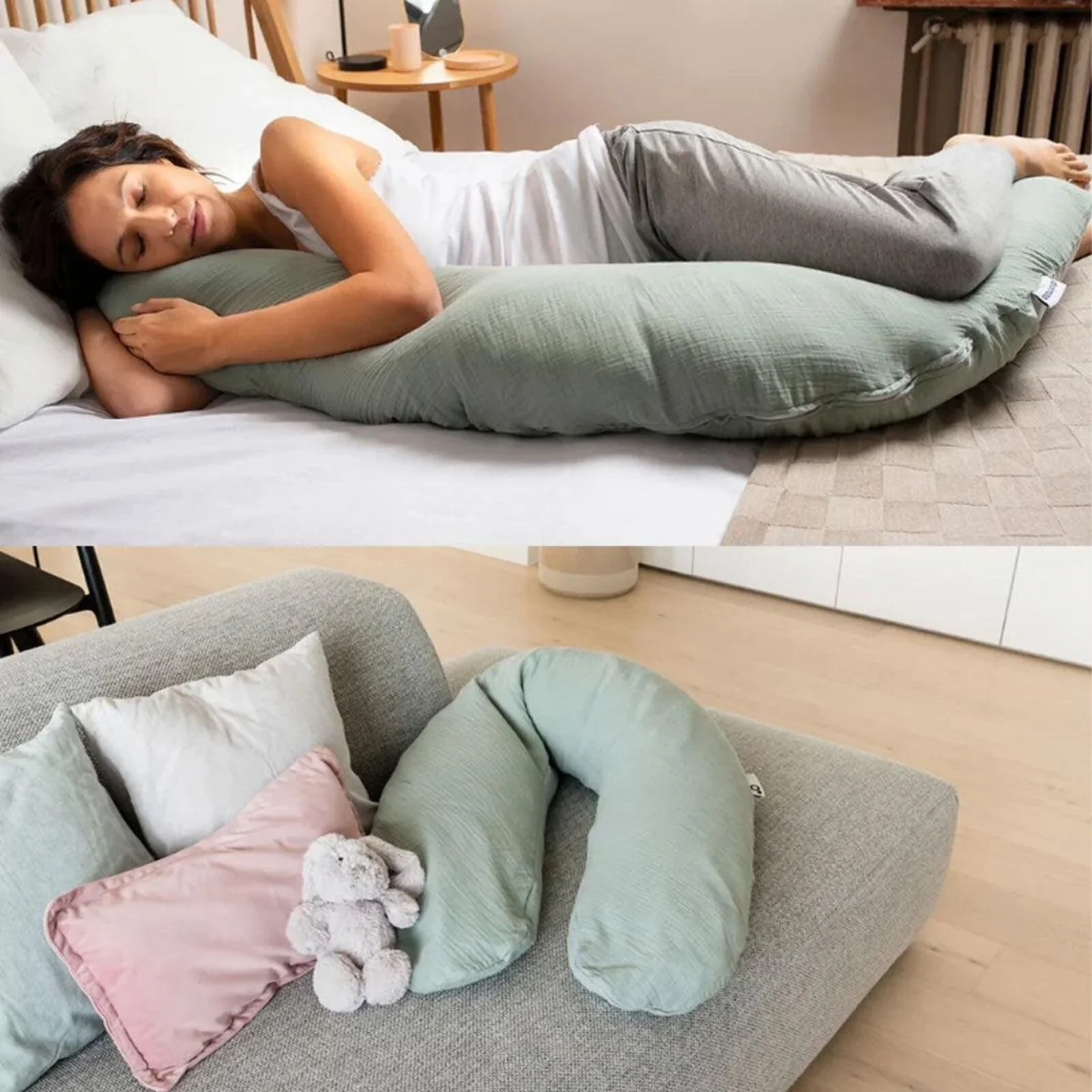 Doomoo Comfy Big Muslin Maternity Pillow - Green - Image 5