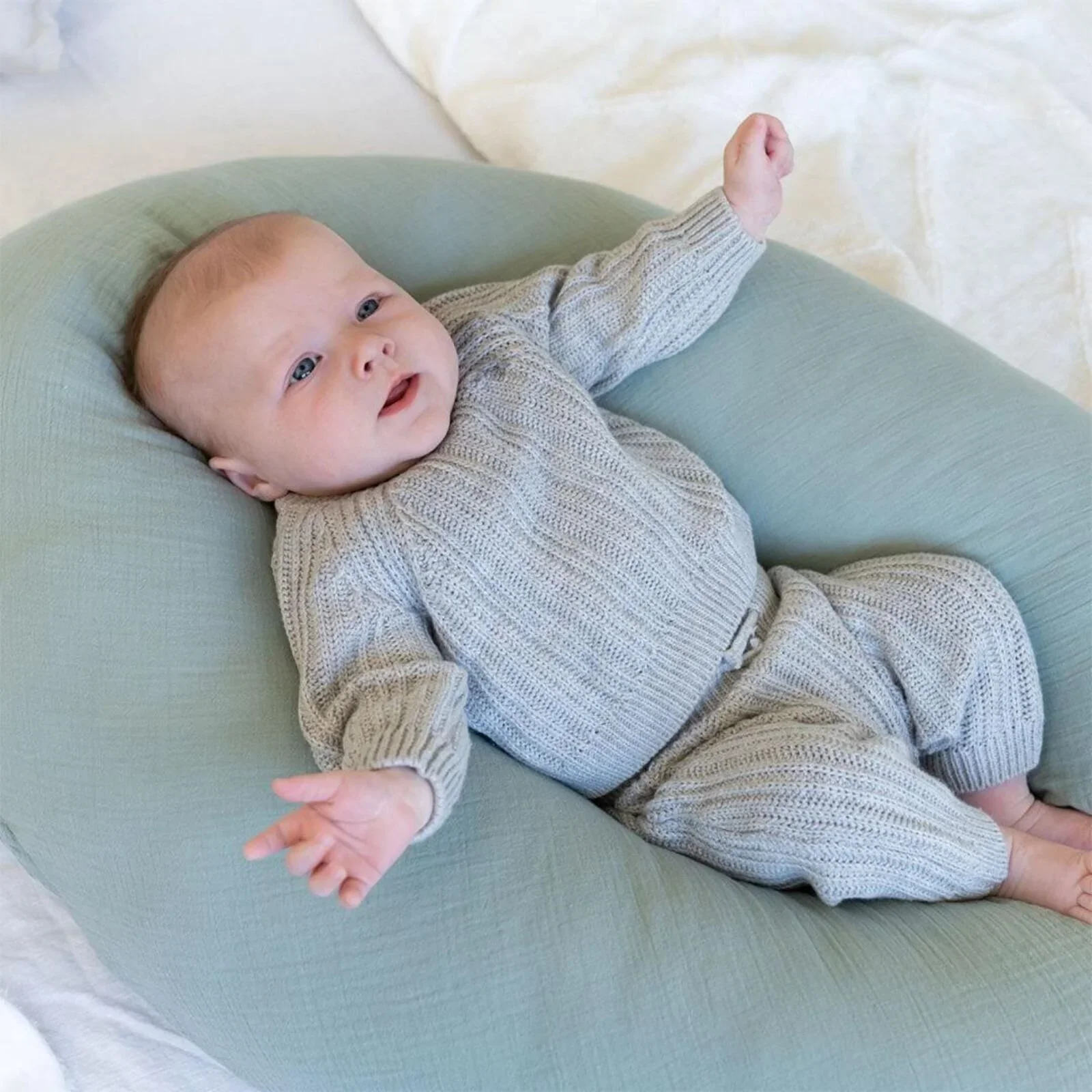 Doomoo Comfy Big Muslin Maternity Pillow - Green - Image 6