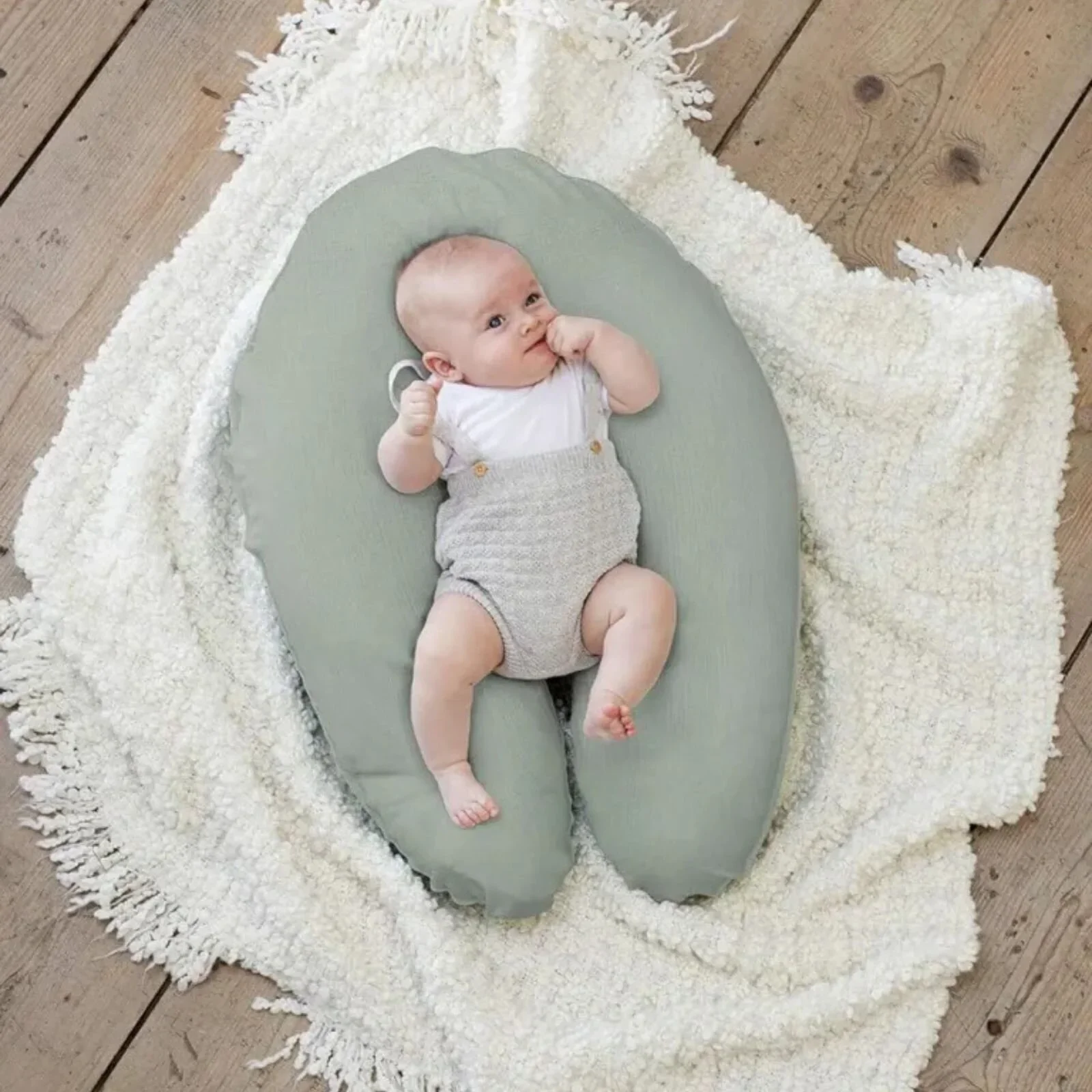 Doomoo Comfy Big Muslin Maternity Pillow - Green - Image 7